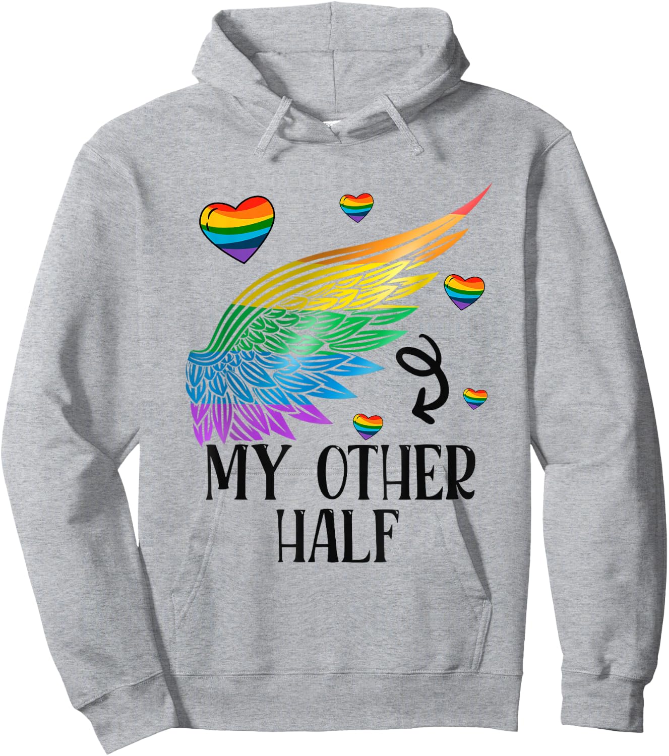 My Other Half LGBT Matching Couple Rainbow Wings Gay Lesbian Hoodie - Hoodie | Ash