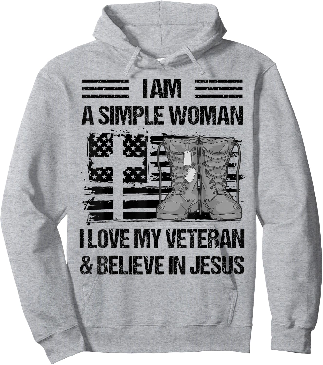 I Am A Simple Woman I Love My Veteran And Believe In Jesus Hoodie - Hoodie | Ash