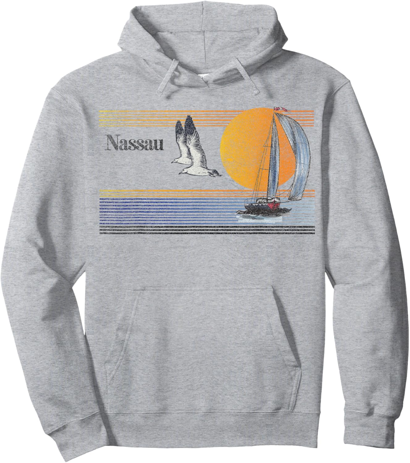 Nassau Bahamas Vintage Sailing Sailboat Sail Beach Retro Hoodie - Hoodie | Ash