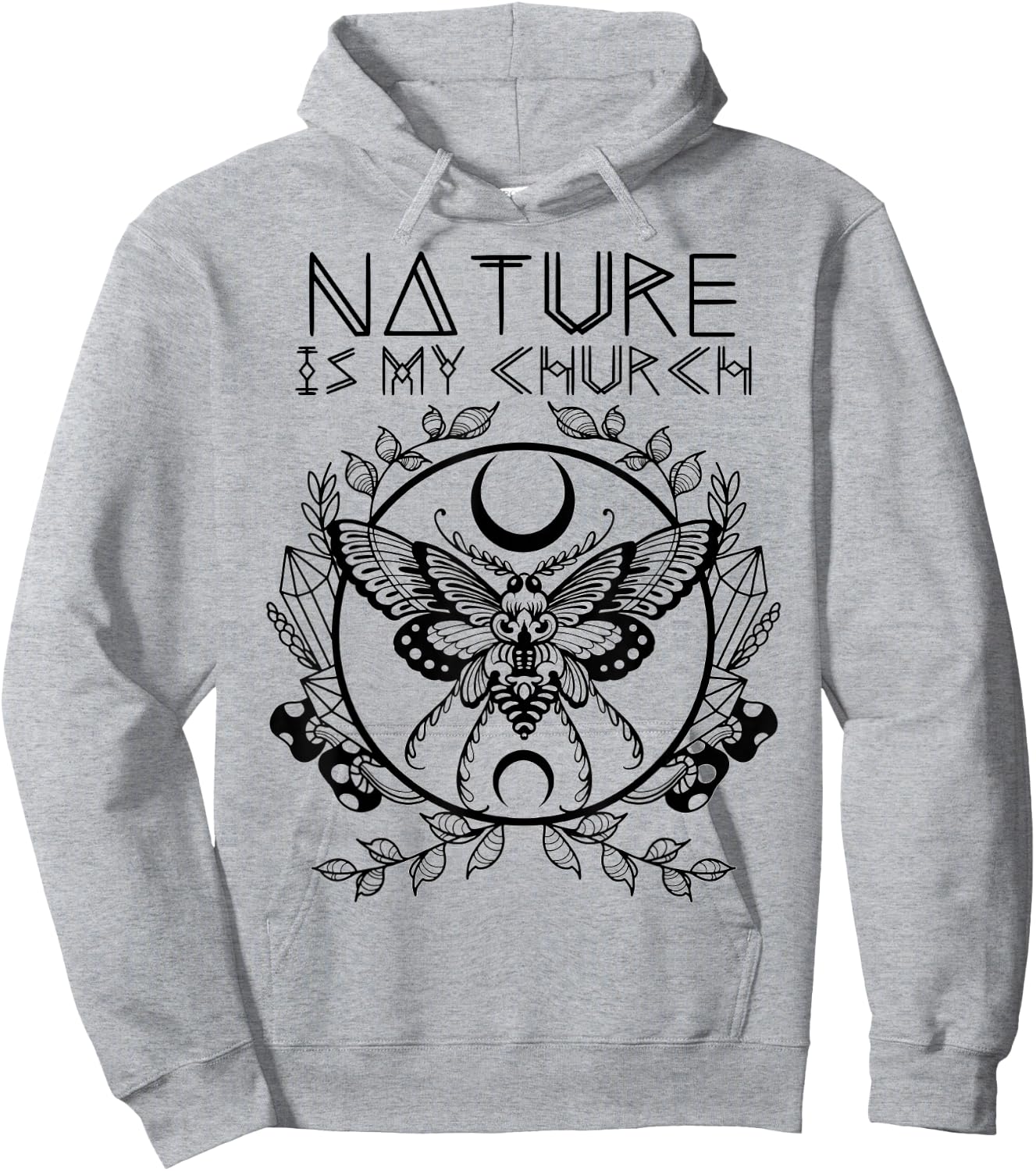 Nature Is My Church Moon Moth Witchcraft Wiccan Witch Hoodie - Hoodie | Ash