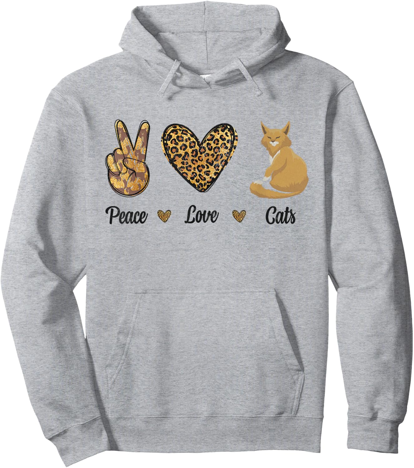 Peace Love Cats Leopard Cats Kitten Owner Kitty Lovers Women Hoodie - Hoodie | Ash
