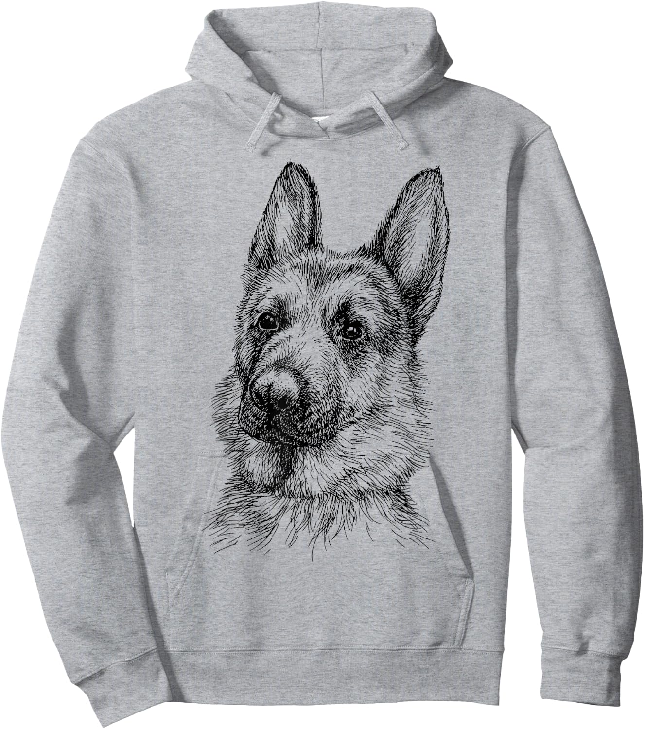 Portrait Drawing German Shepherd for Dog Owners Hoodie - Hoodie | Ash