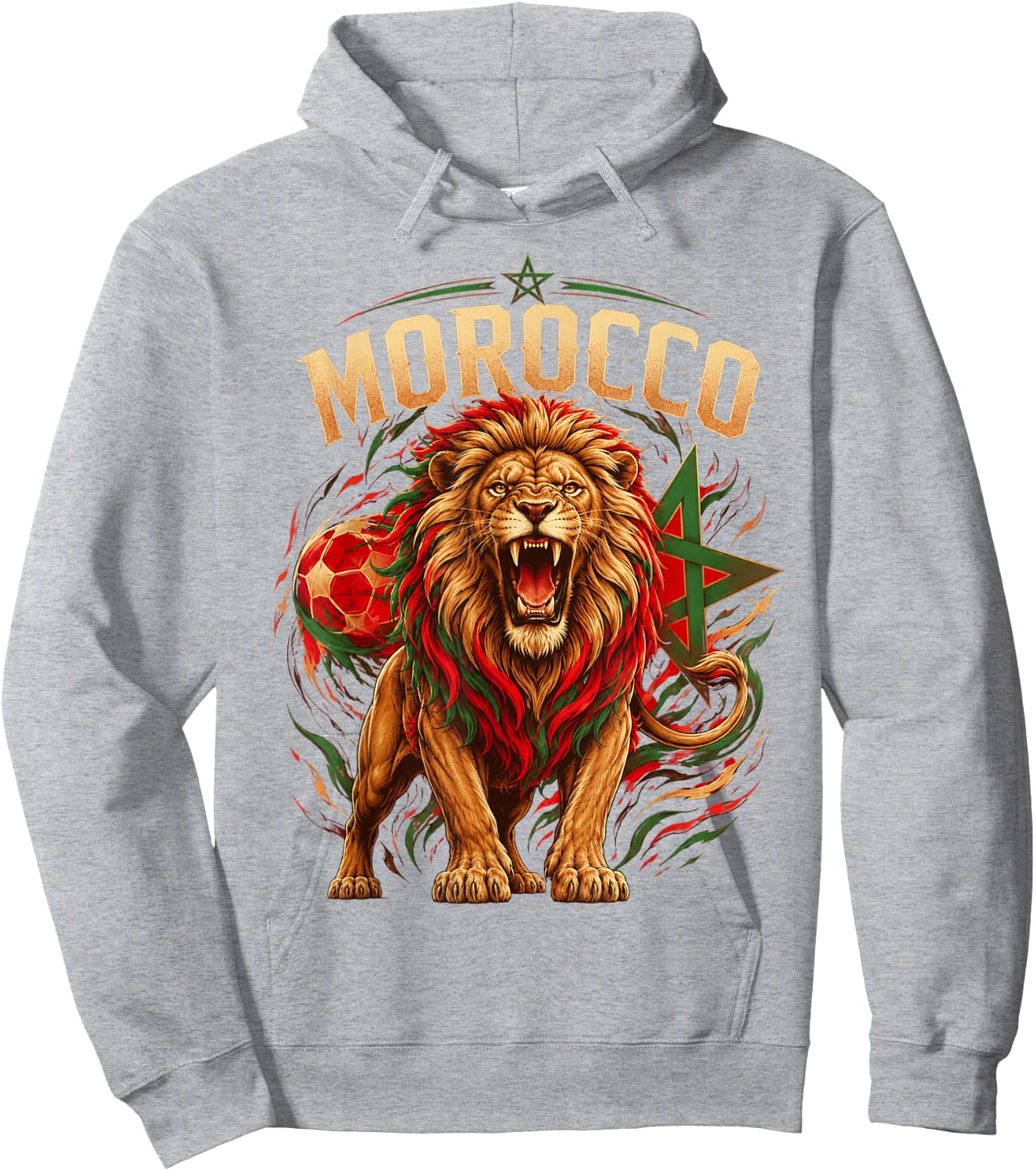 Morocco Flag Red Green Proud Moroccan Men Women Morocco Lion Hoodie - Hoodie | Ash