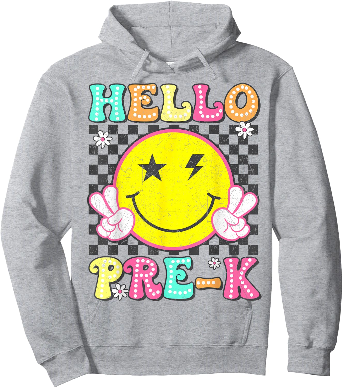 Hello Pre-K Teacher Kids Girl Back To School Prek Groovy Hoodie - Hoodie | Ash