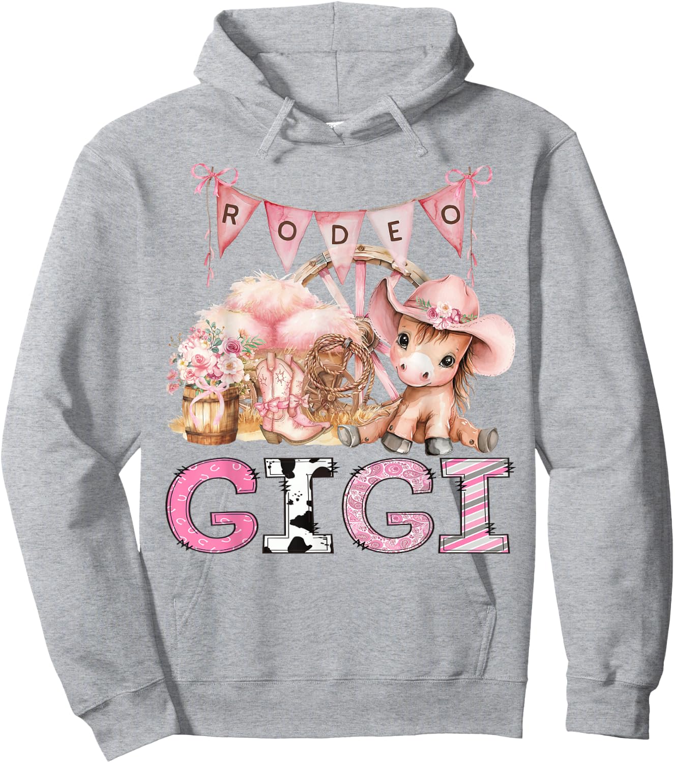 Rodeo Gigi Pink Cowgirl Coquette 1St Birthday Girl Hoodie - Hoodie | Ash
