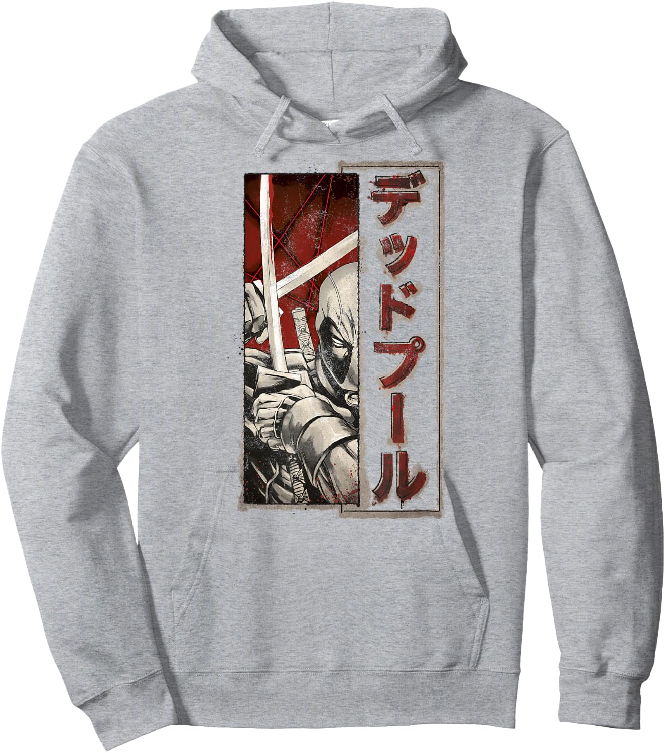 Marvel Deadpool Kanji Fighting Swords Graphic Hoodie - Hoodie | Ash