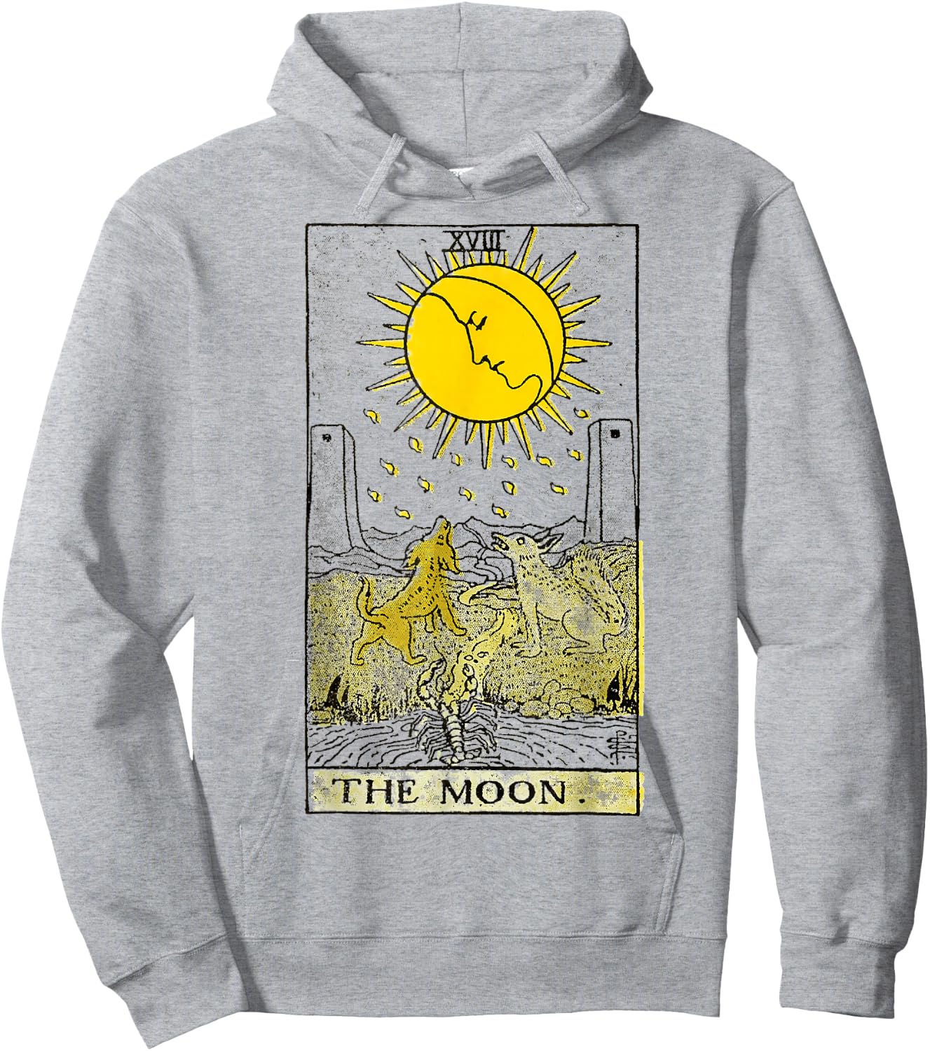 The Moon Tarot Card Vintage Hoodie - Hoodie | Ash