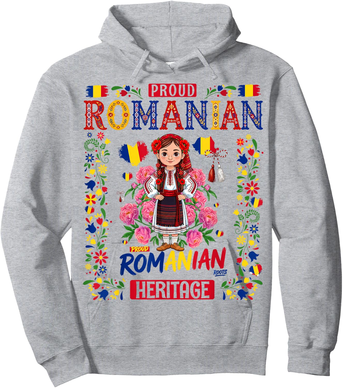 Romanian Flag Outfit Idea for Girls & Romania Folk Themed Hoodie - Hoodie | Ash