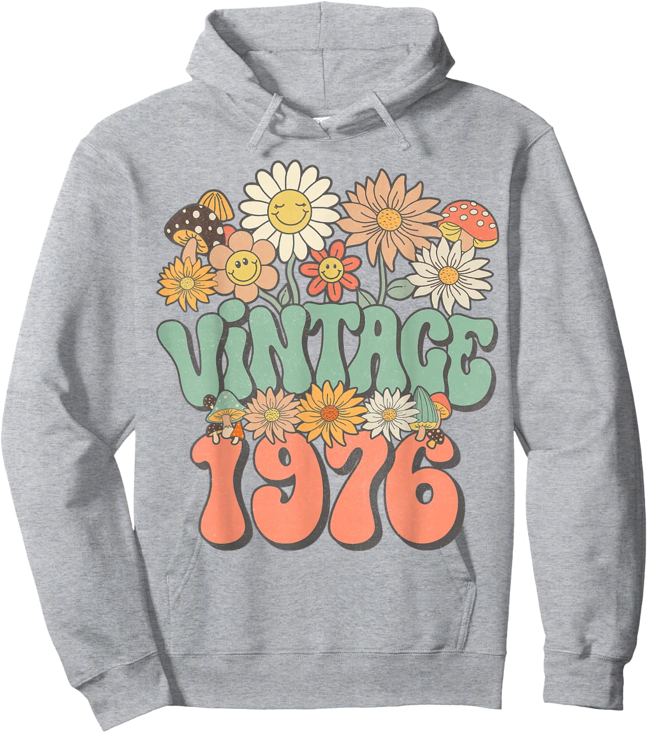 Vintage 1976 Daisy Hippie Groovy Wildflower 50th Birthday Hoodie - Hoodie | Ash