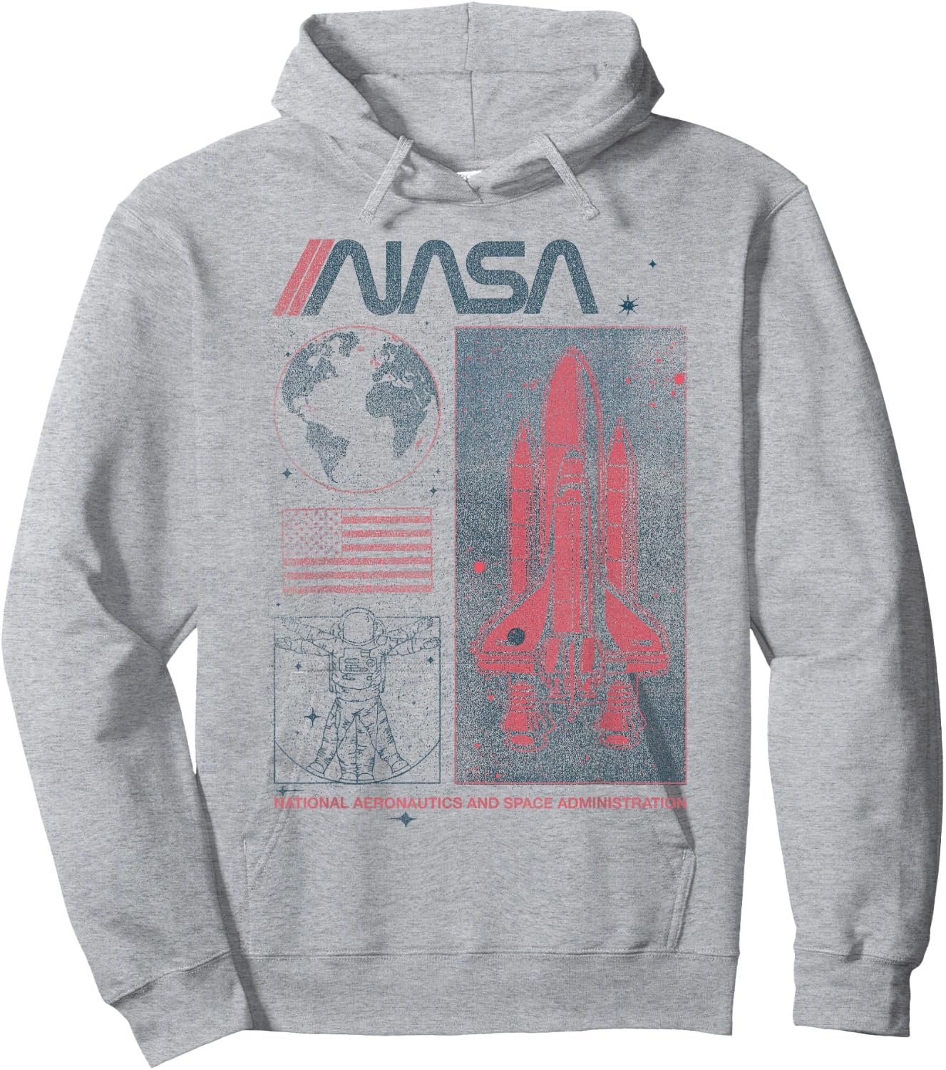 NASA Vintage Shuttle Astronaut Poster Style Hoodie - Hoodie | Ash