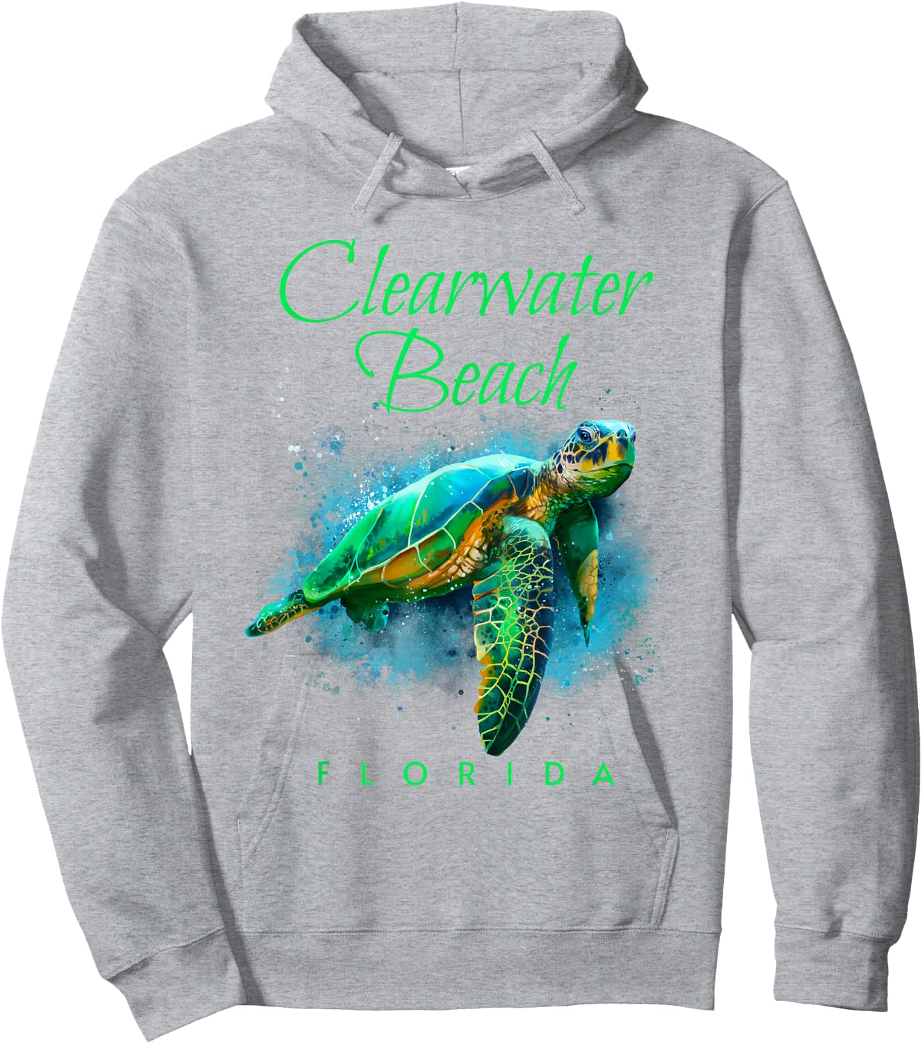 Clearwater Beach Florida Watercolor Sea Turtle Hoodie - Hoodie | Ash