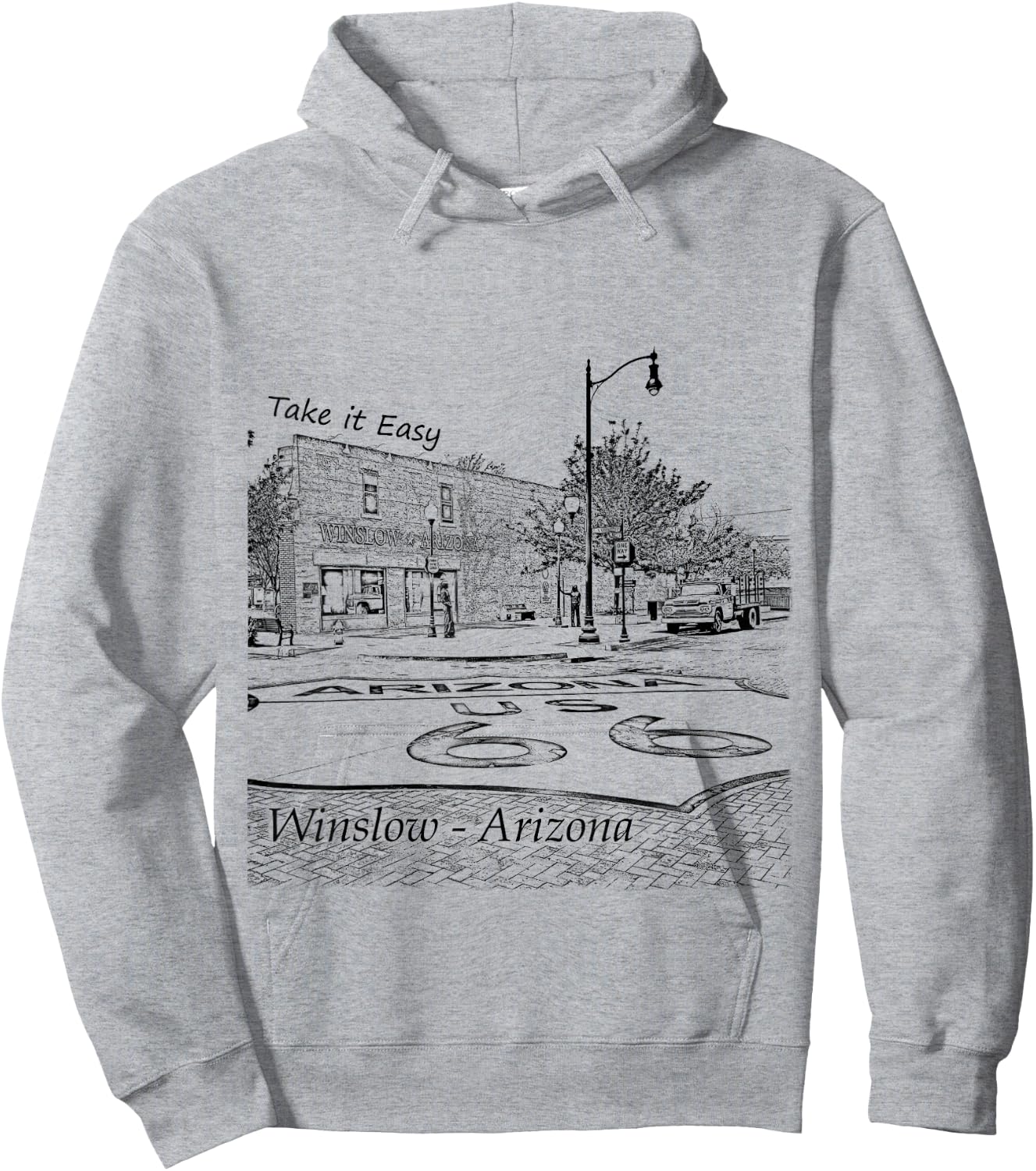 Winslow Arizona AZ US 66 take it Easy est. 1926 Mother Road Hoodie - Hoodie | Ash