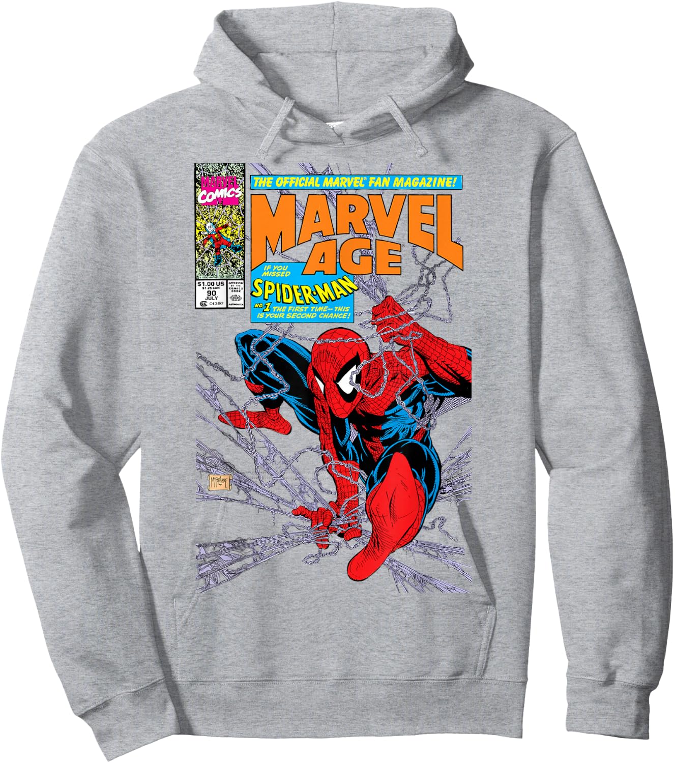 Marvel Comics Spider-Man Retro Comic Book Cover 90s Hoodie - Hoodie | Ash