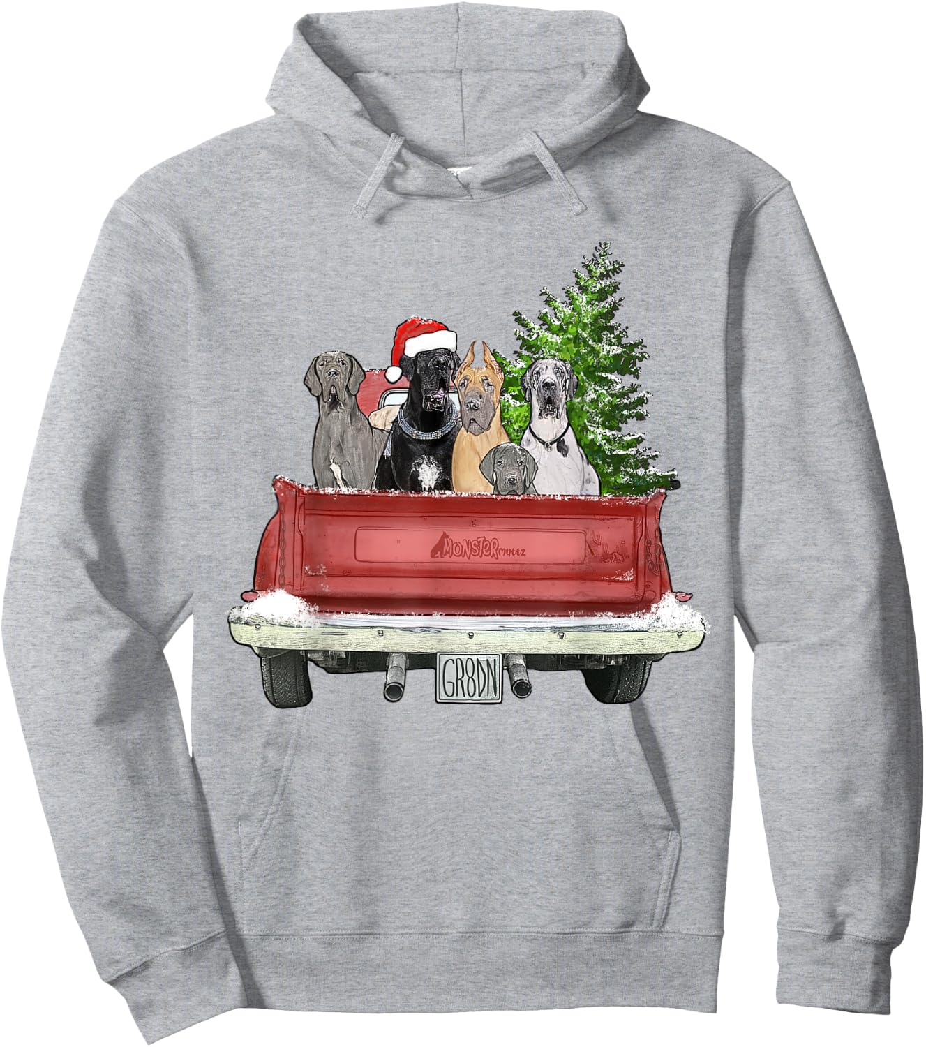 Cute Great Dane Christmas Top, Dog Mom Owner Vintage Truck Women Kids Hoodie - Hoodie | Ash