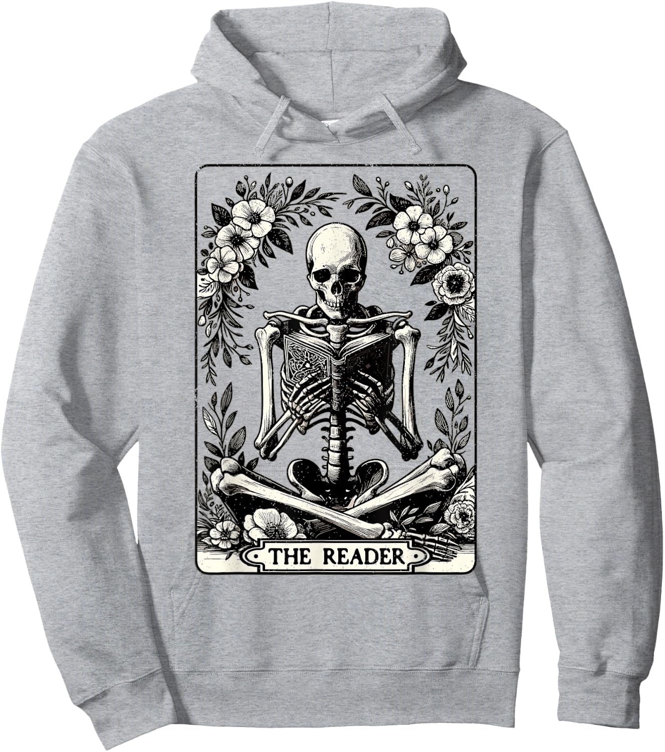 The Reader Tarot Card Funny Book Lover Skeleton Reading Book Hoodie - Hoodie | Ash