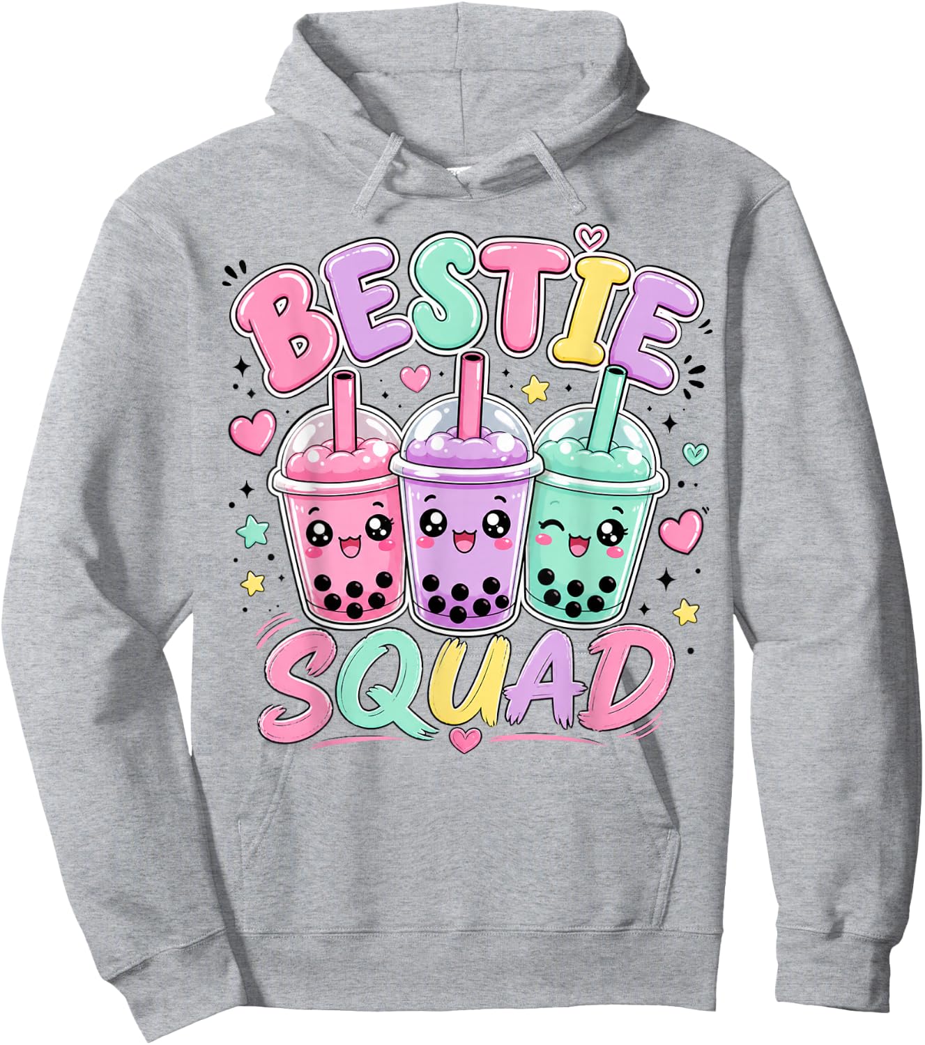 Bestie Squad Twins Day for Girls Bubble Tea Best Friend Hoodie - Hoodie | Ash