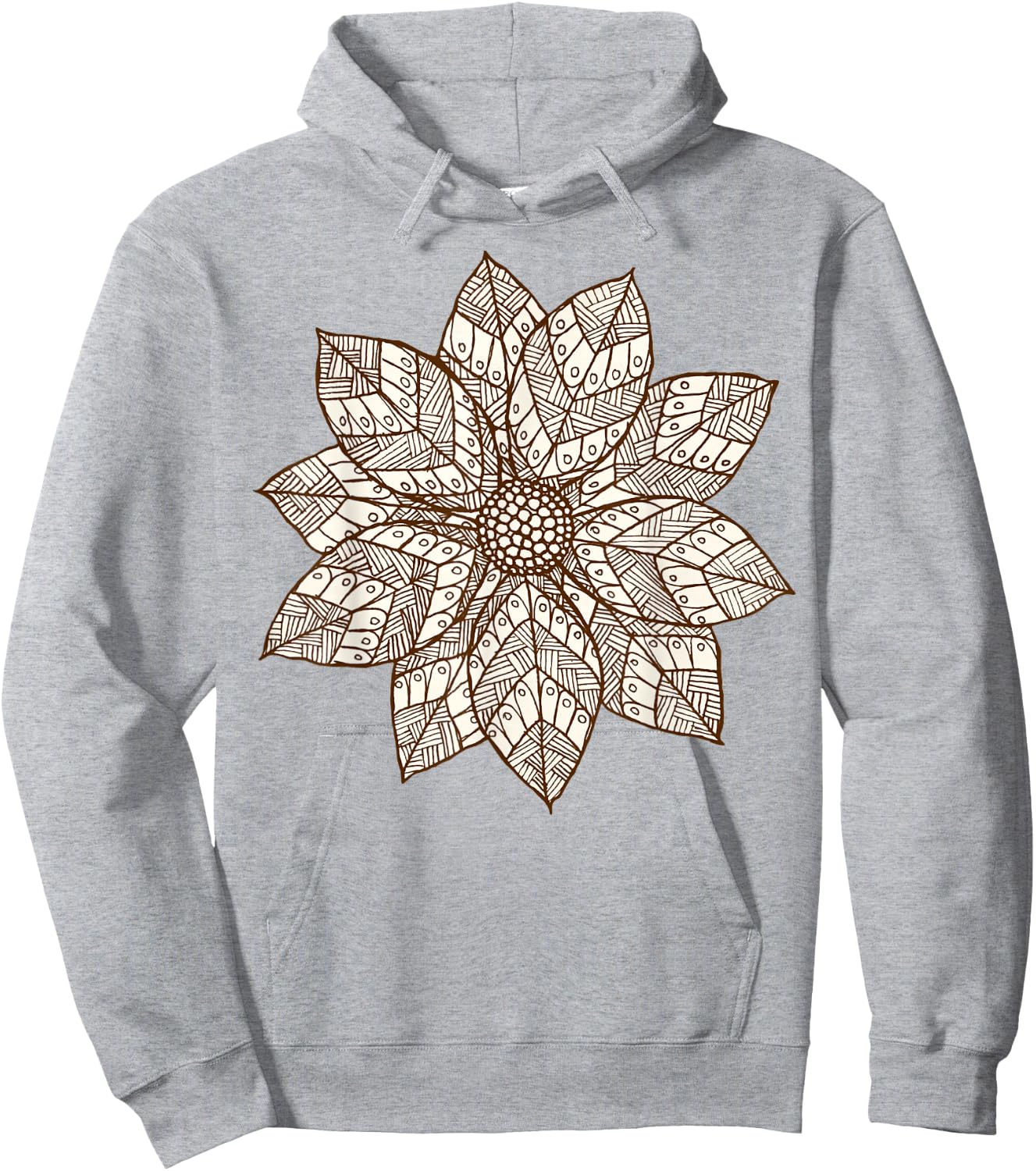 Brown & White Mandala Flower Yoga Sacred Mantra Geometry Hoodie - Hoodie | Ash