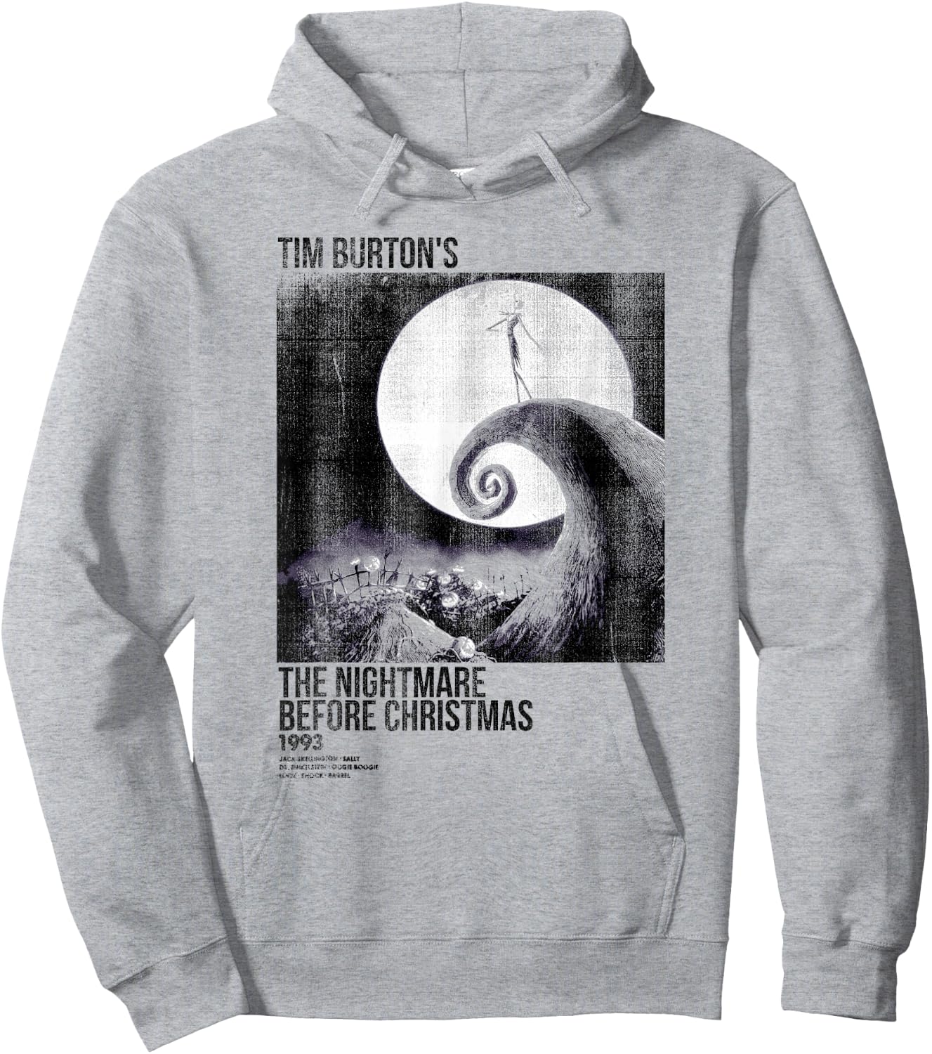 Disney Nightmare Before Christmas Movie Poster Ink Rolled Hoodie - Hoodie | Ash