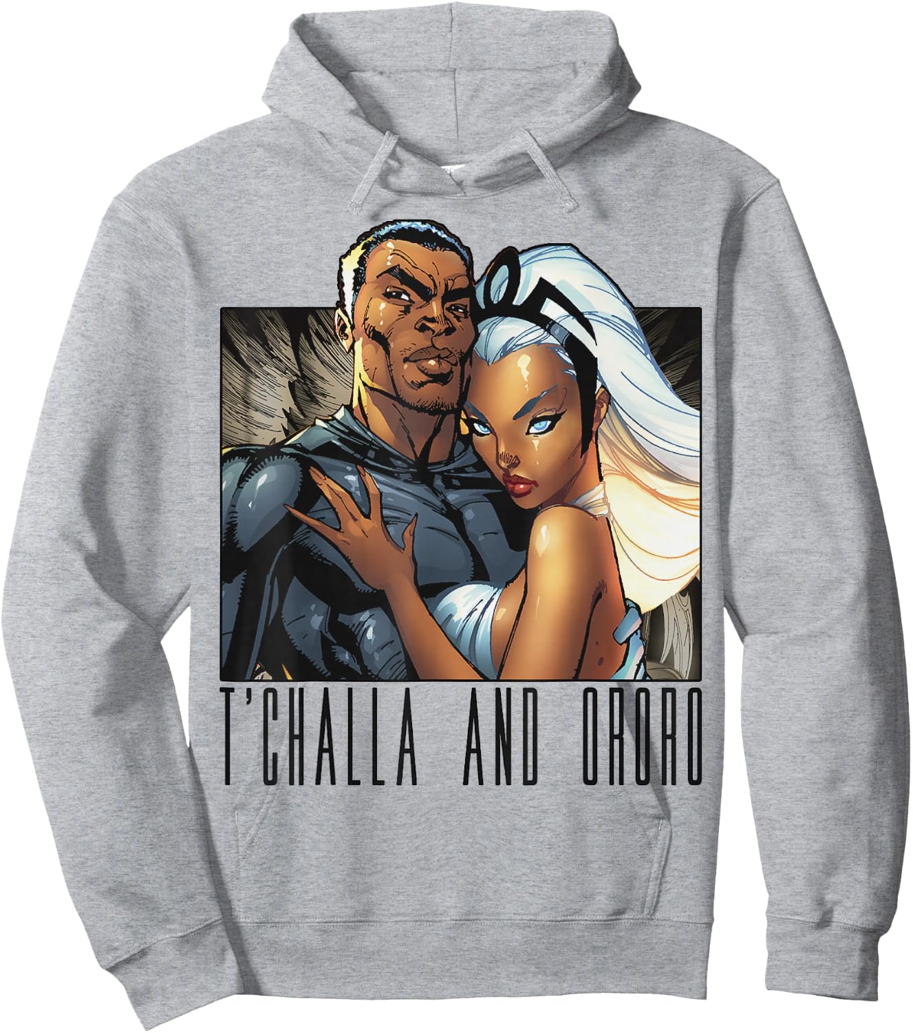 Marvel T'Challa and Ororo Comic Portrait Hoodie - Hoodie | Ash
