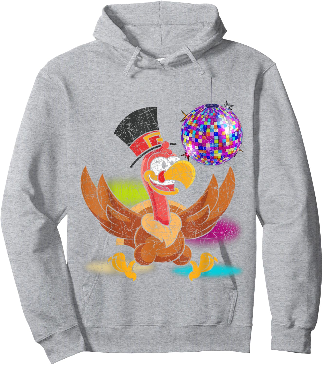 Disco Ball Thanksgiving Festive Dinner Party Turkey Hoodie - Hoodie | Ash