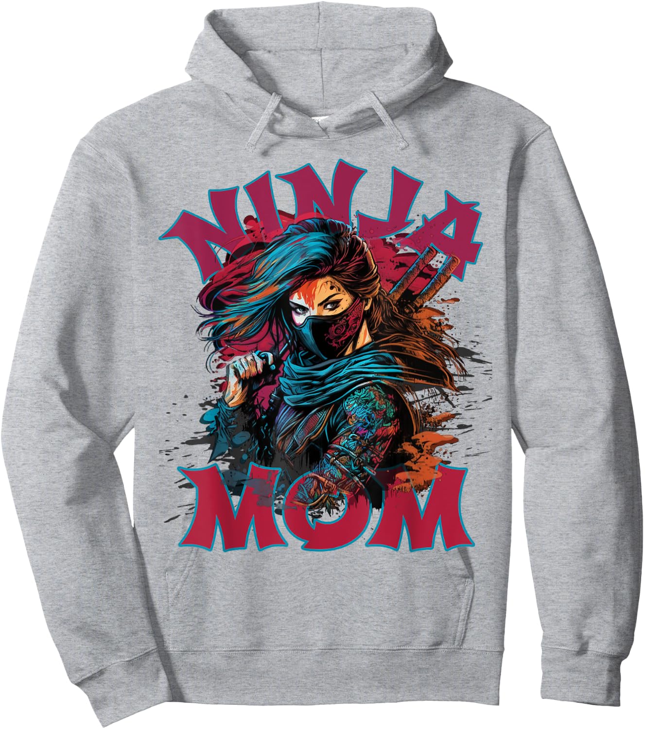 Pink NINJA MOM New Mama Funny Multitasking WFH Baby Birthday Hoodie - Hoodie | Ash