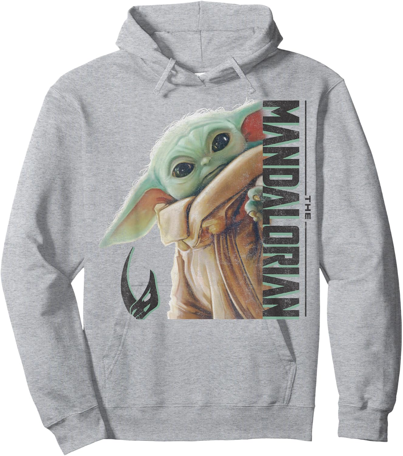 Star Wars: The Mandalorian Grogu Vertical Logo Hoodie - Hoodie | Ash