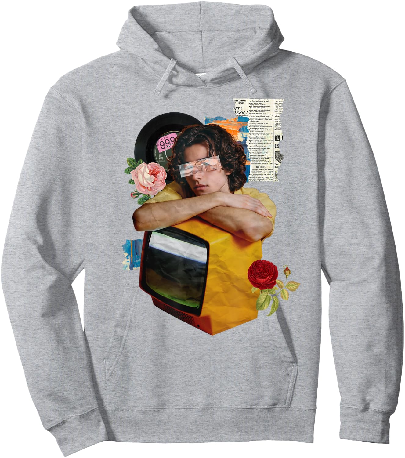 Retro Wrapped Paper TV Girl Hoodie - Hoodie | Ash