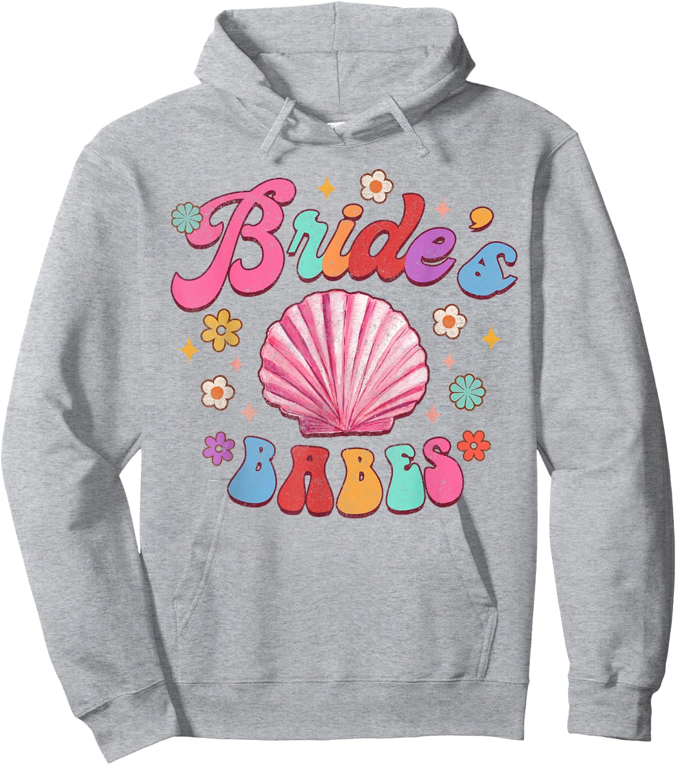 Bride's Babe Bridesmaid Beach Bachelorette Groovy Matching Hoodie - Hoodie | Ash