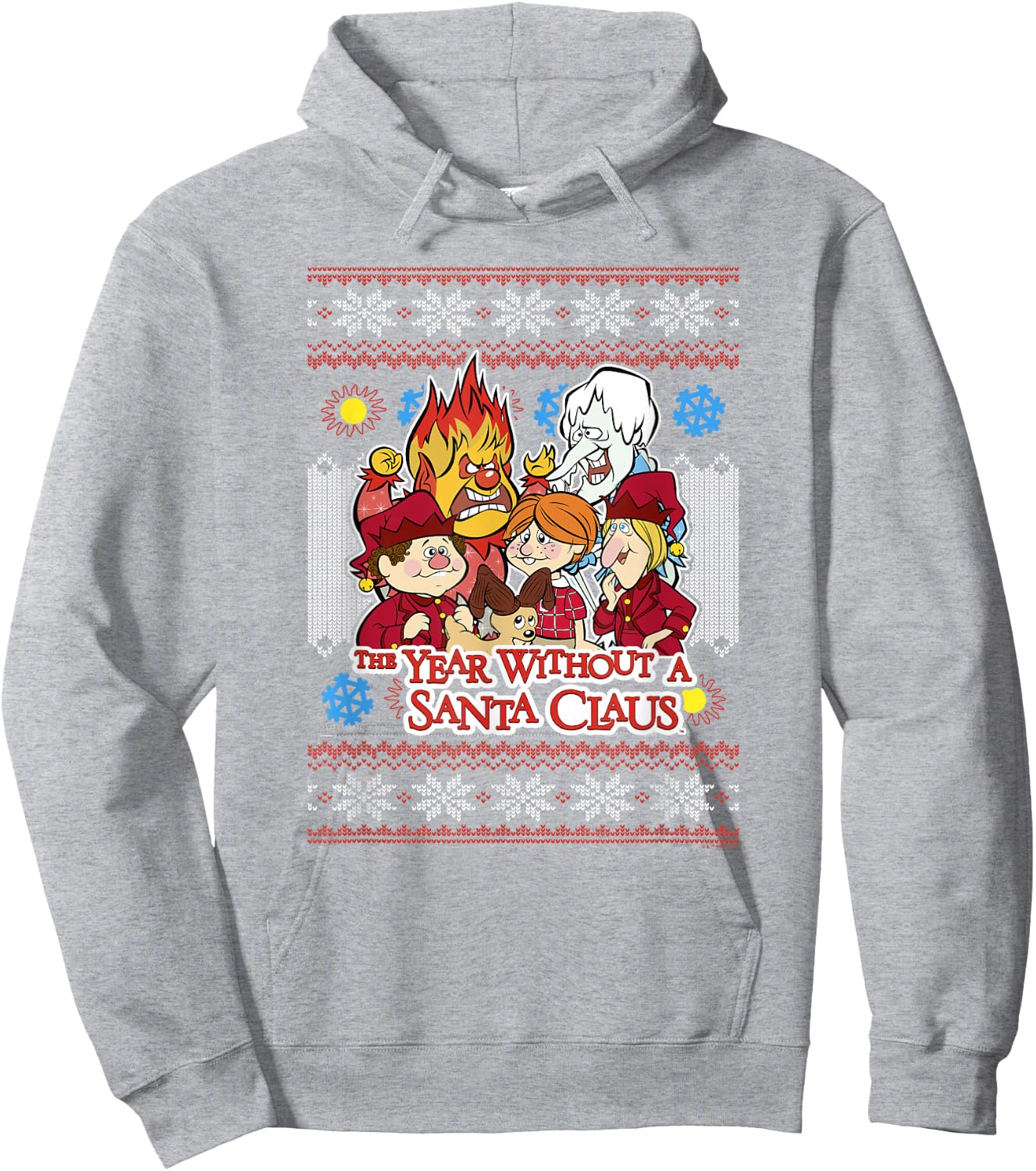 The Year Without A Santa Claus Group Shot Sweater Pattern Hoodie - Hoodie | Ash
