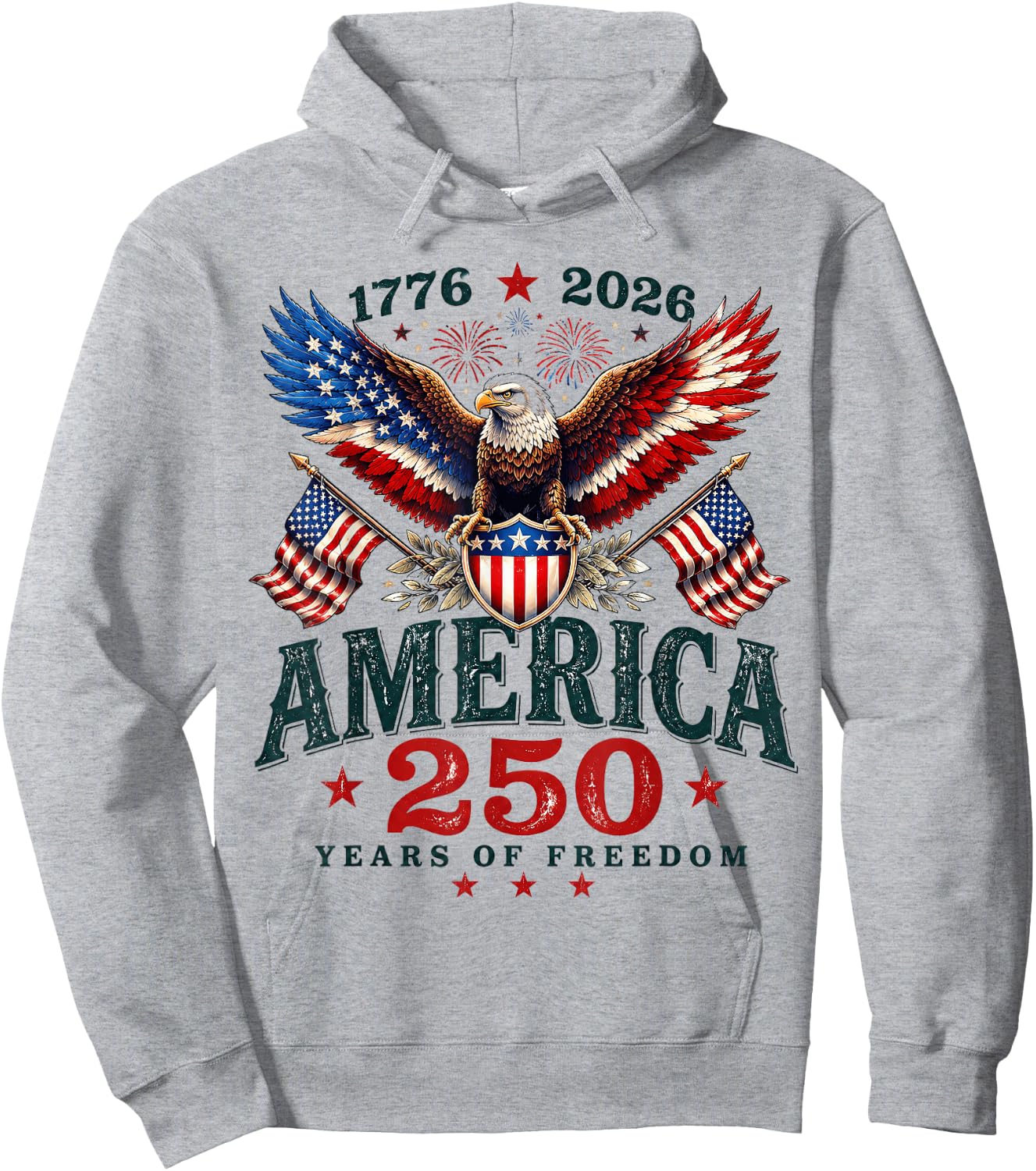 250 Years American 250th Anniversary USA Patriotic 4th July Hoodie - Hoodie | Ash