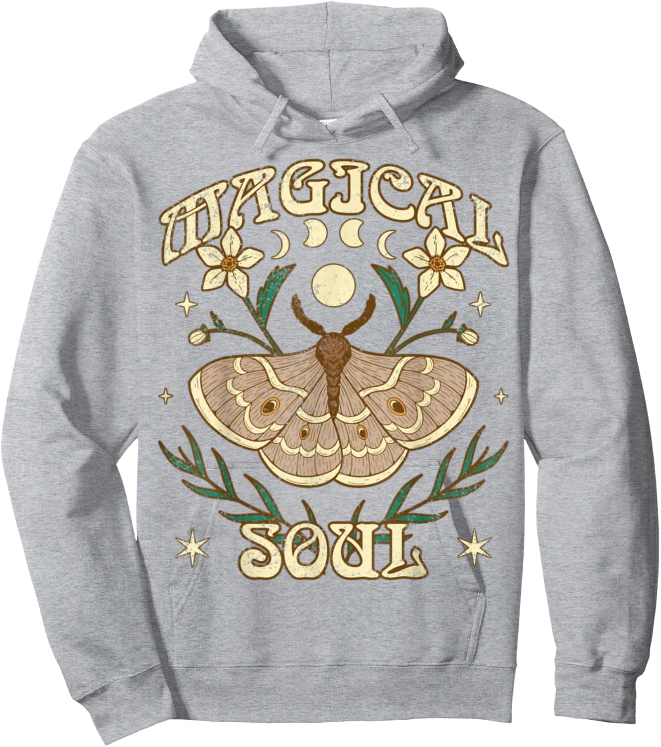 Bohemian Boho Lunar Moth Moon Phases Vintage - Magical Soul Hoodie - Hoodie | Ash