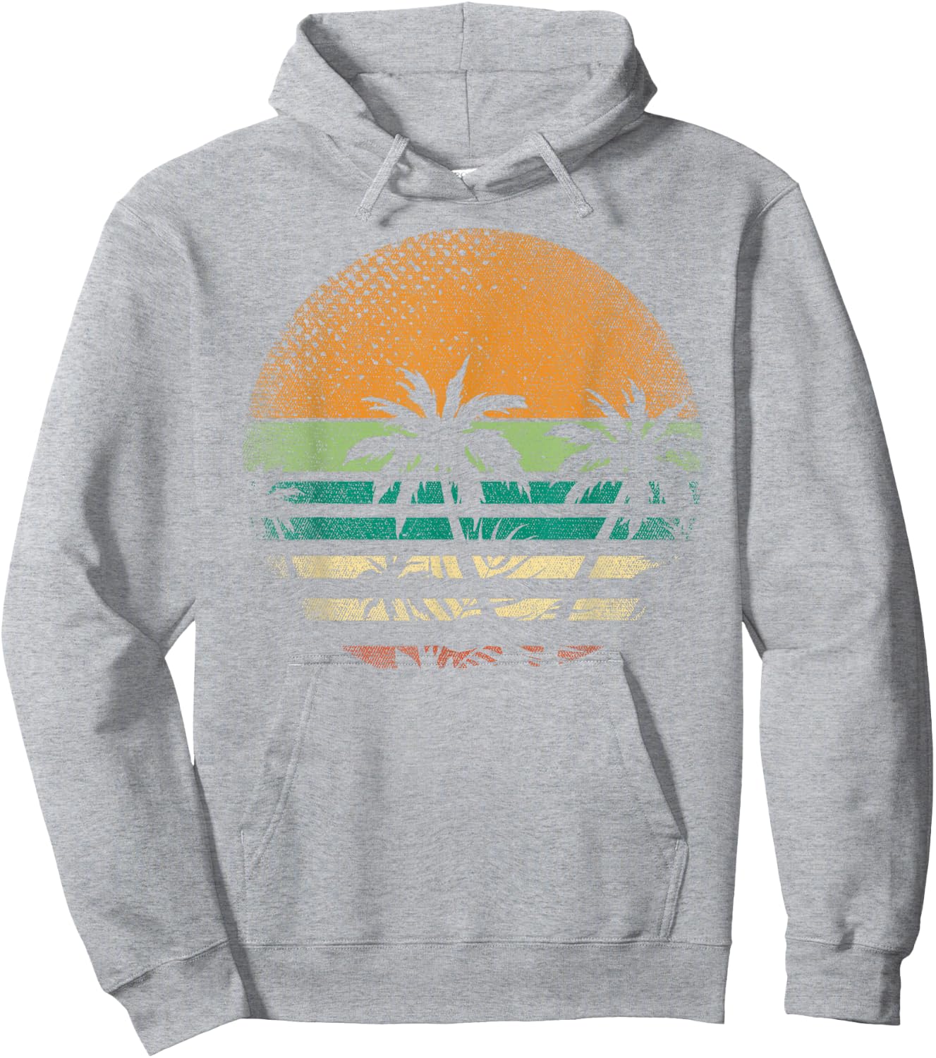 Sunset Beach Palm Trees Summer Vibes Retro Tropical Summer Hoodie - Hoodie | Ash