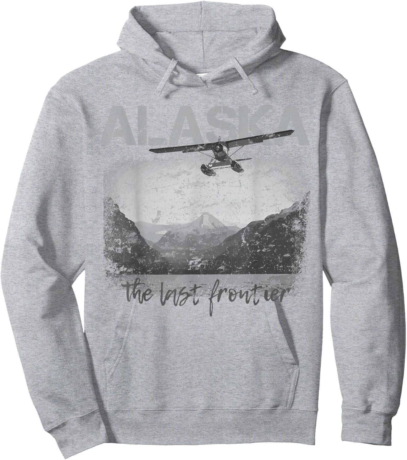 Alaska The Last Border with Seaplane Hoodie - Hoodie | Ash
