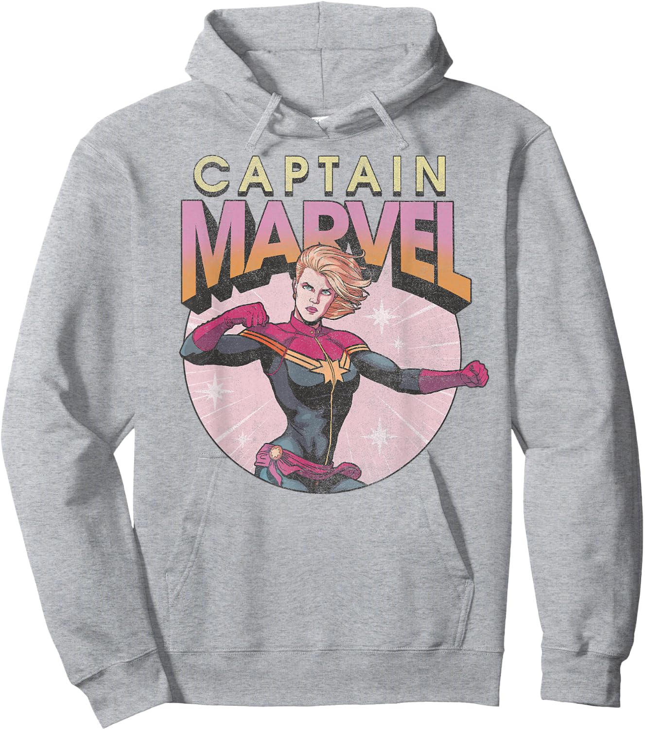 Marvel Comics Captain Marvel Distressed Vintage Circle Logo Hoodie - Hoodie | Ash