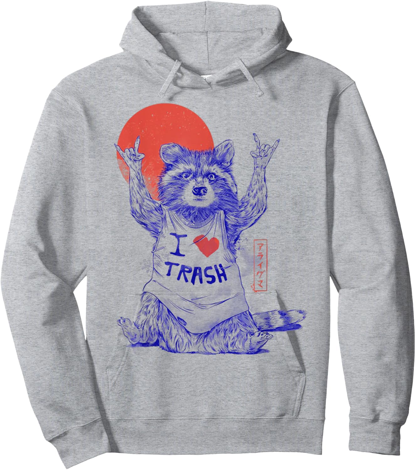 Raccoon I Love Trash Japanese Samurai Garbage Gang Hoodie - Hoodie | Ash