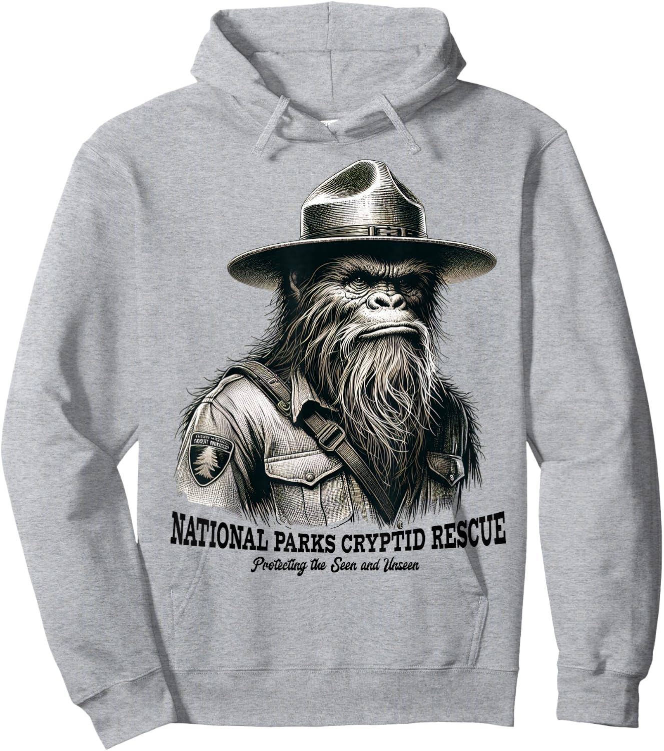 National Parks Cryptid Rescue Funny Bigfoot Park Ranger Hoodie - Hoodie | Ash
