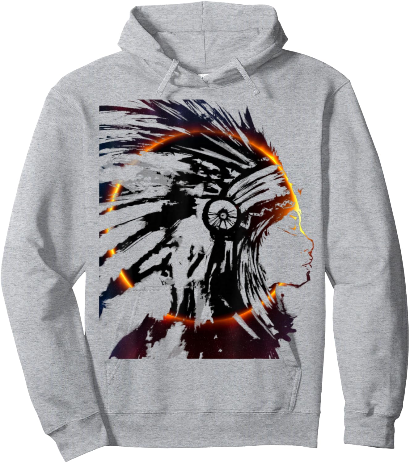 Eclipse Headdress Native American Indian Traditional Art Hoodie - Hoodie | Ash