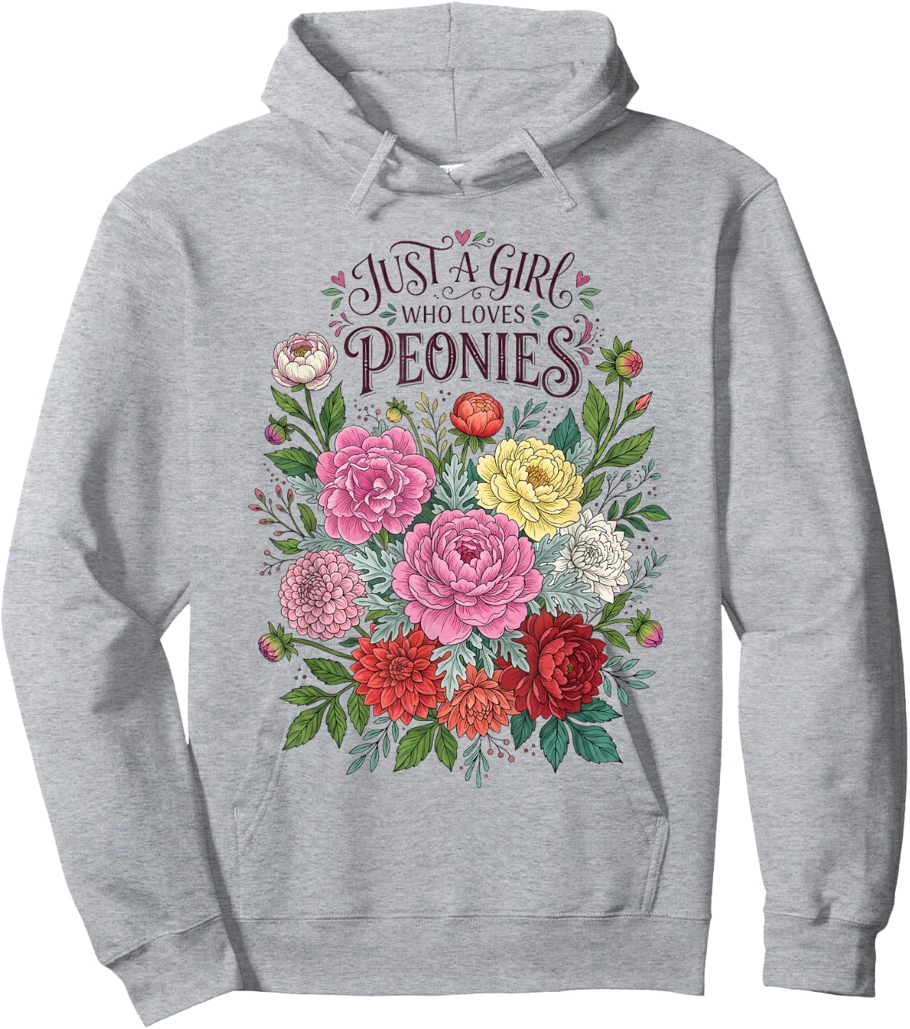 Just A Girl Who Loves Peonies Flower Lover Gardener Hoodie - Hoodie | Ash