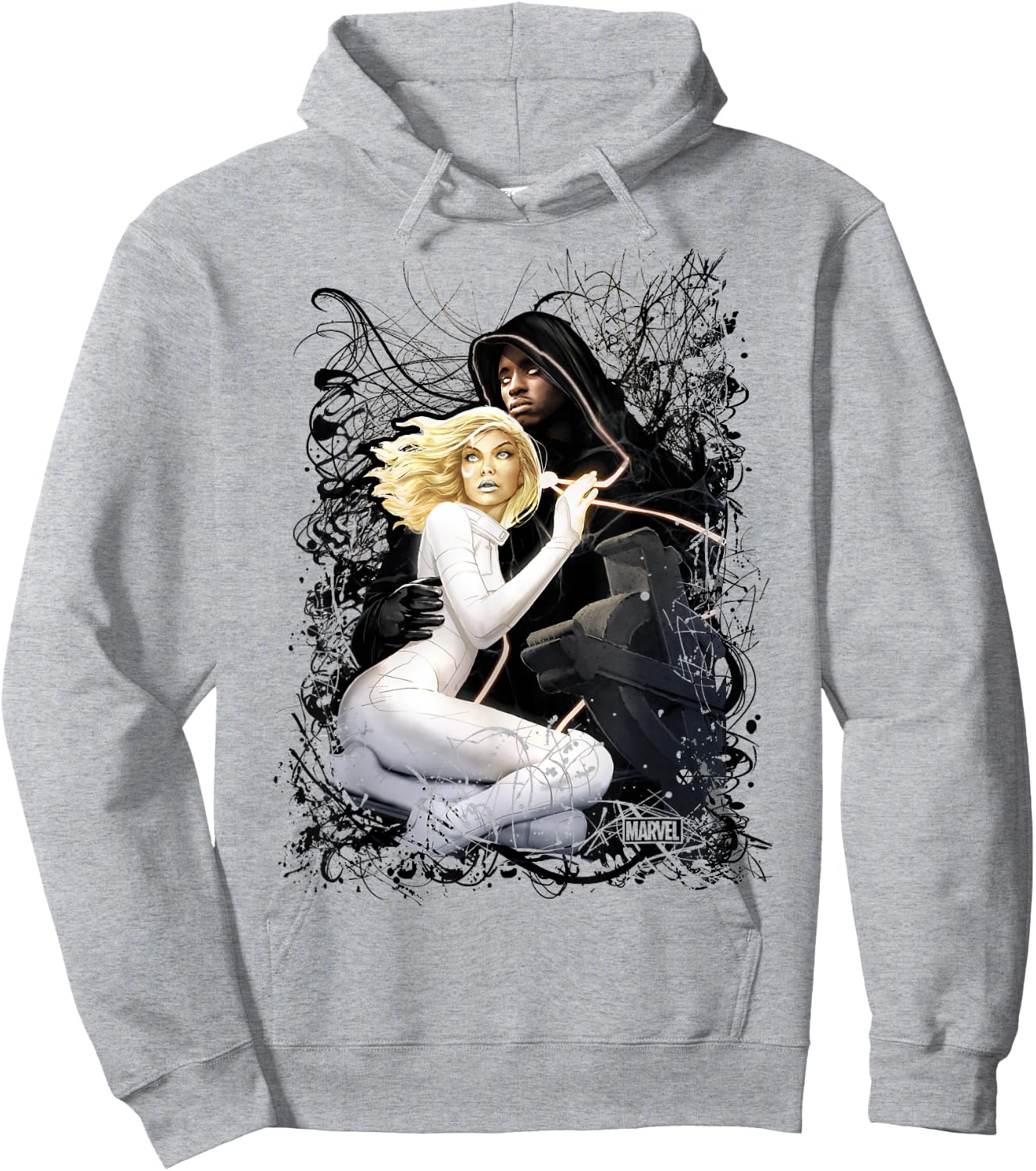 Marvel Cloak and Dagger Splatter Paint Portrait Hoodie - Hoodie | Ash