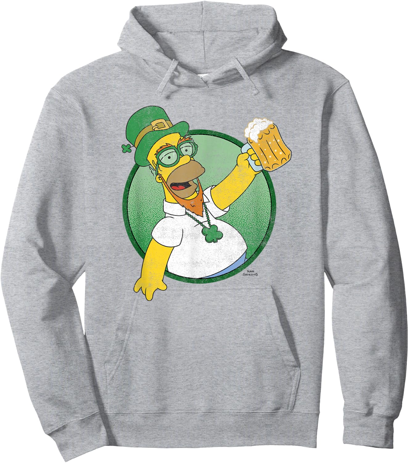 The Simpsons St. Patrick's Day Homer Lucky Beer Celebration Hoodie - Hoodie | Ash