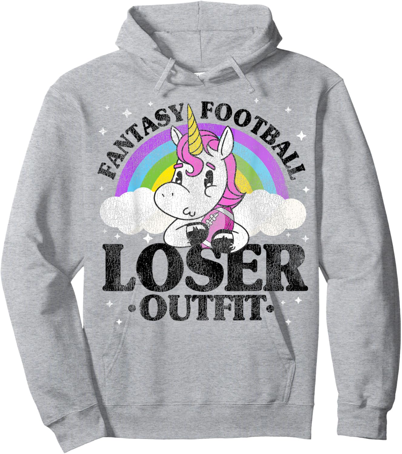 Fantasy Football Loser Outfit Season Unicorn Rainbow Men Hoodie - Hoodie | Ash