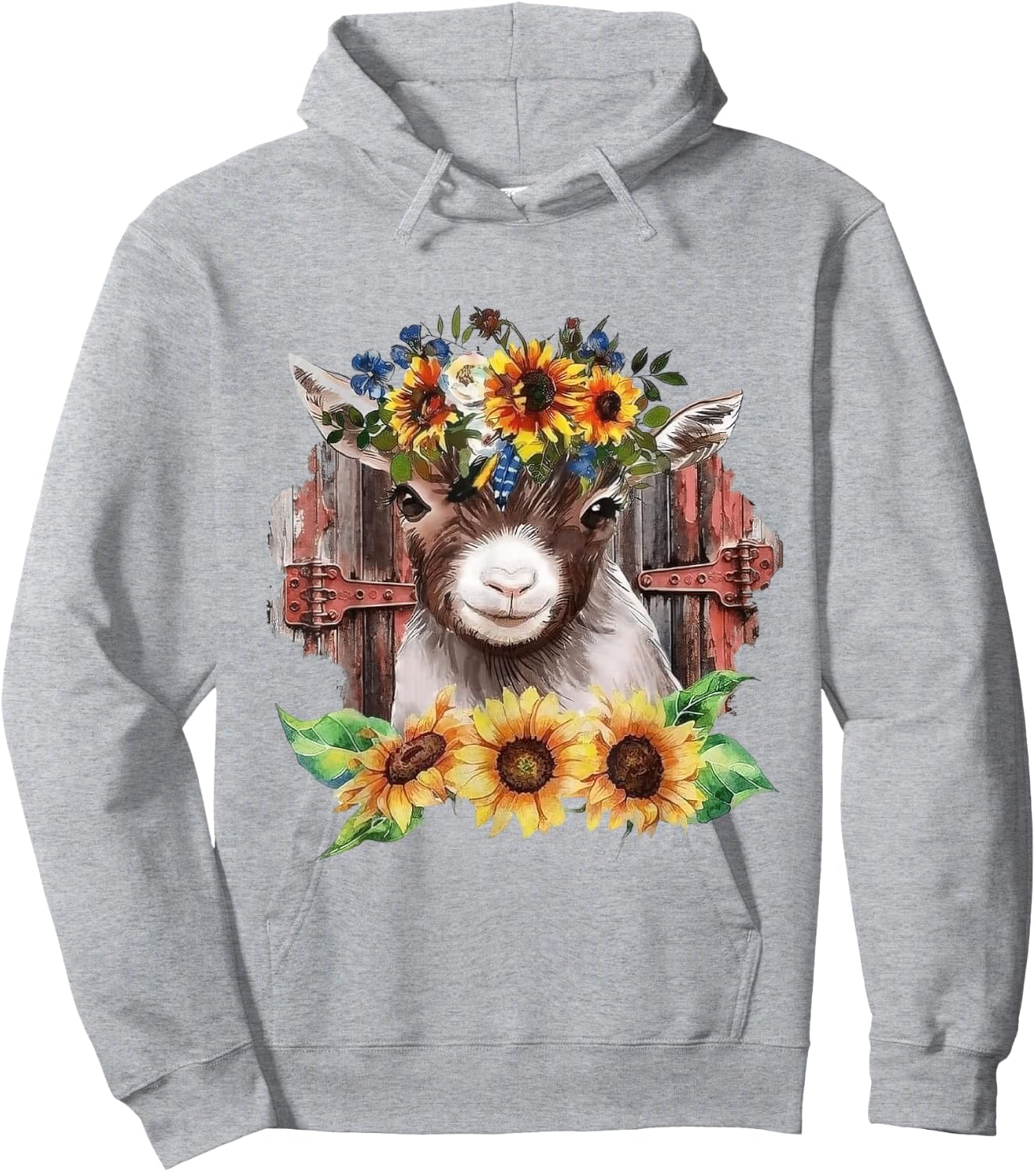 Sunflower Baby Goat Farmlife Cute Farm Animal Hoodie - Hoodie | Ash