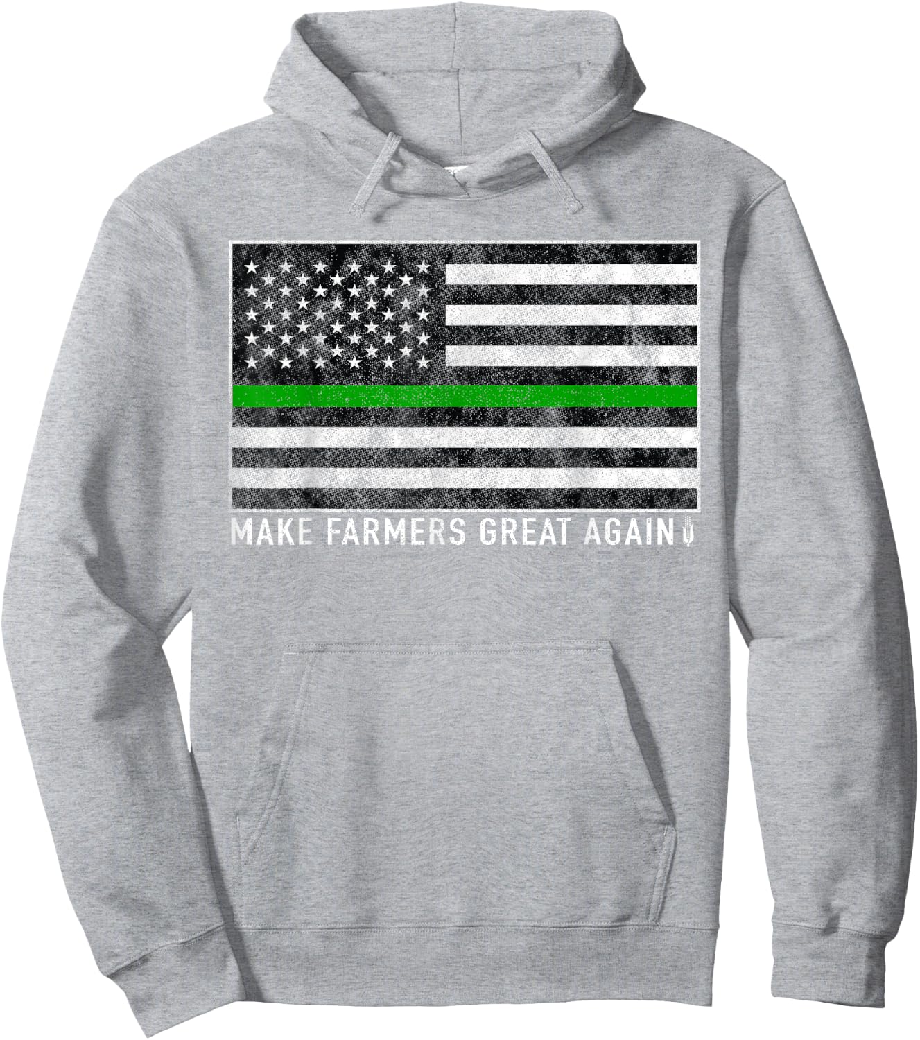 Make Farmers Great Again Shirt US Flag Green Line Hoodie - Hoodie | Ash