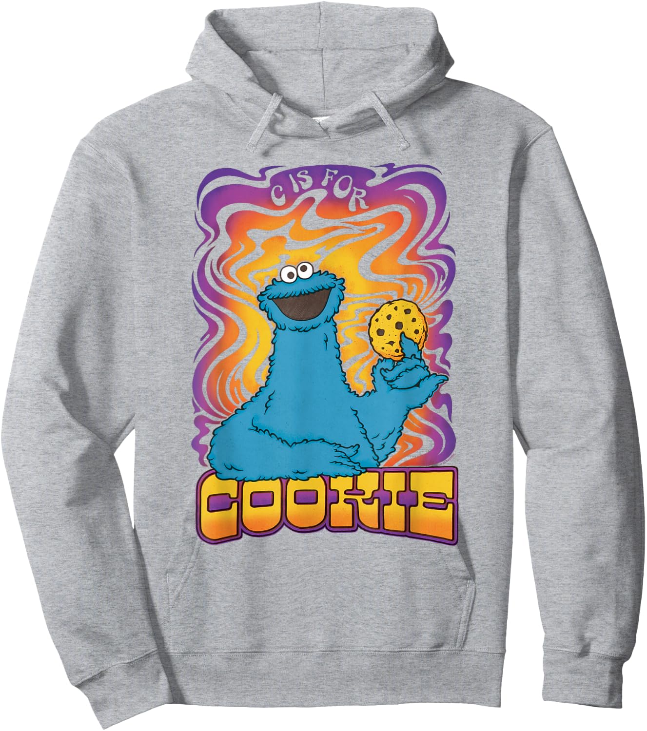 Sesame Street Psychedelic Cookie Monster C Is For Cookie Hoodie - Hoodie | Ash