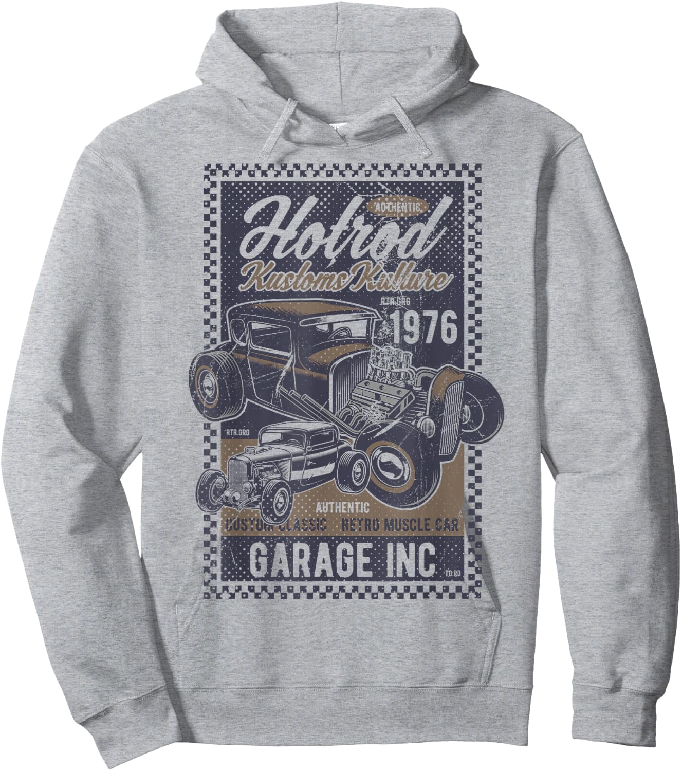 Vintage Hot Rod Kustoms Kulture Men's Classic Car Hoodie - Hoodie | Ash