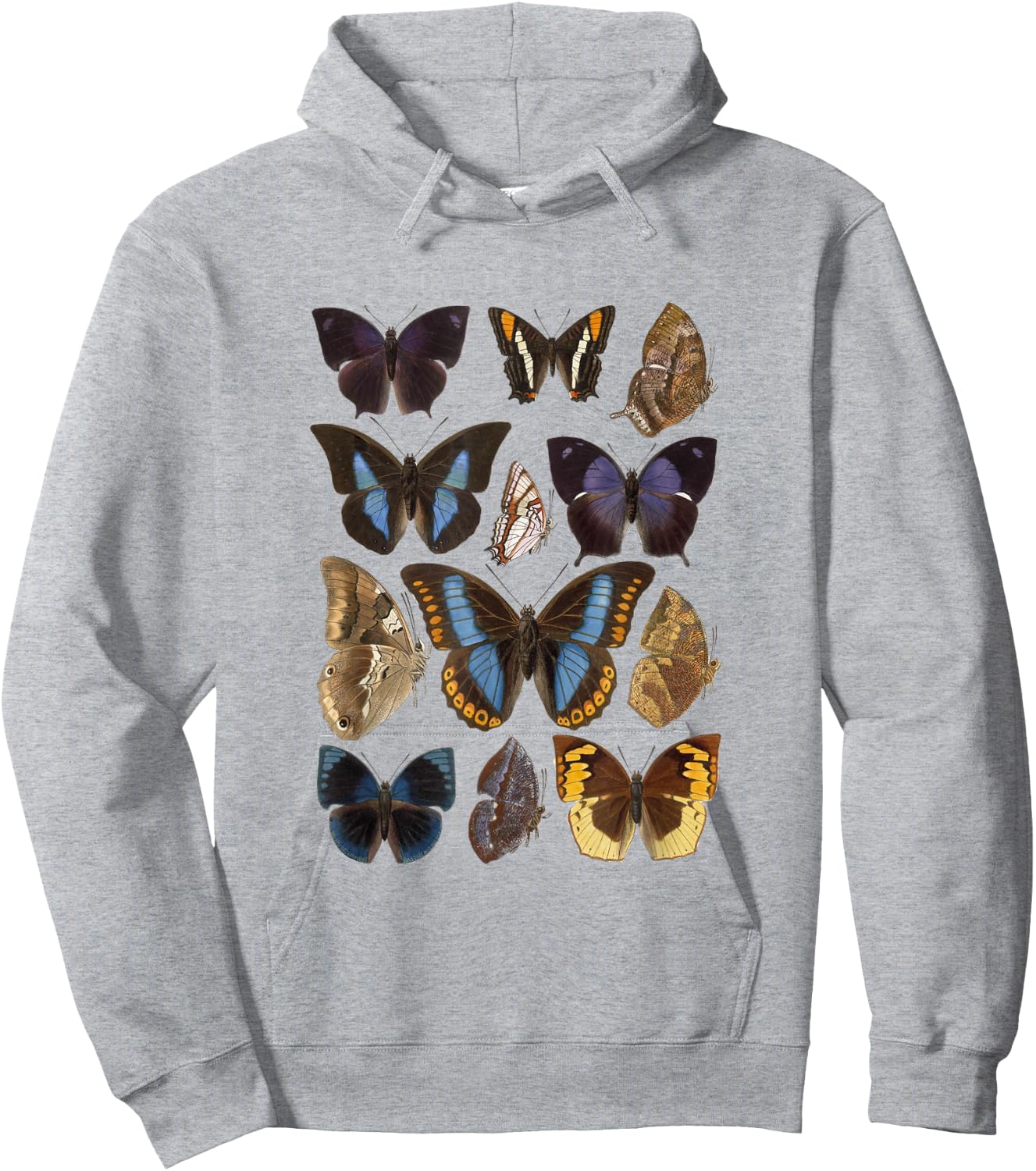 Vintage Botanical Butterfly Species Hoodie - Hoodie | Ash