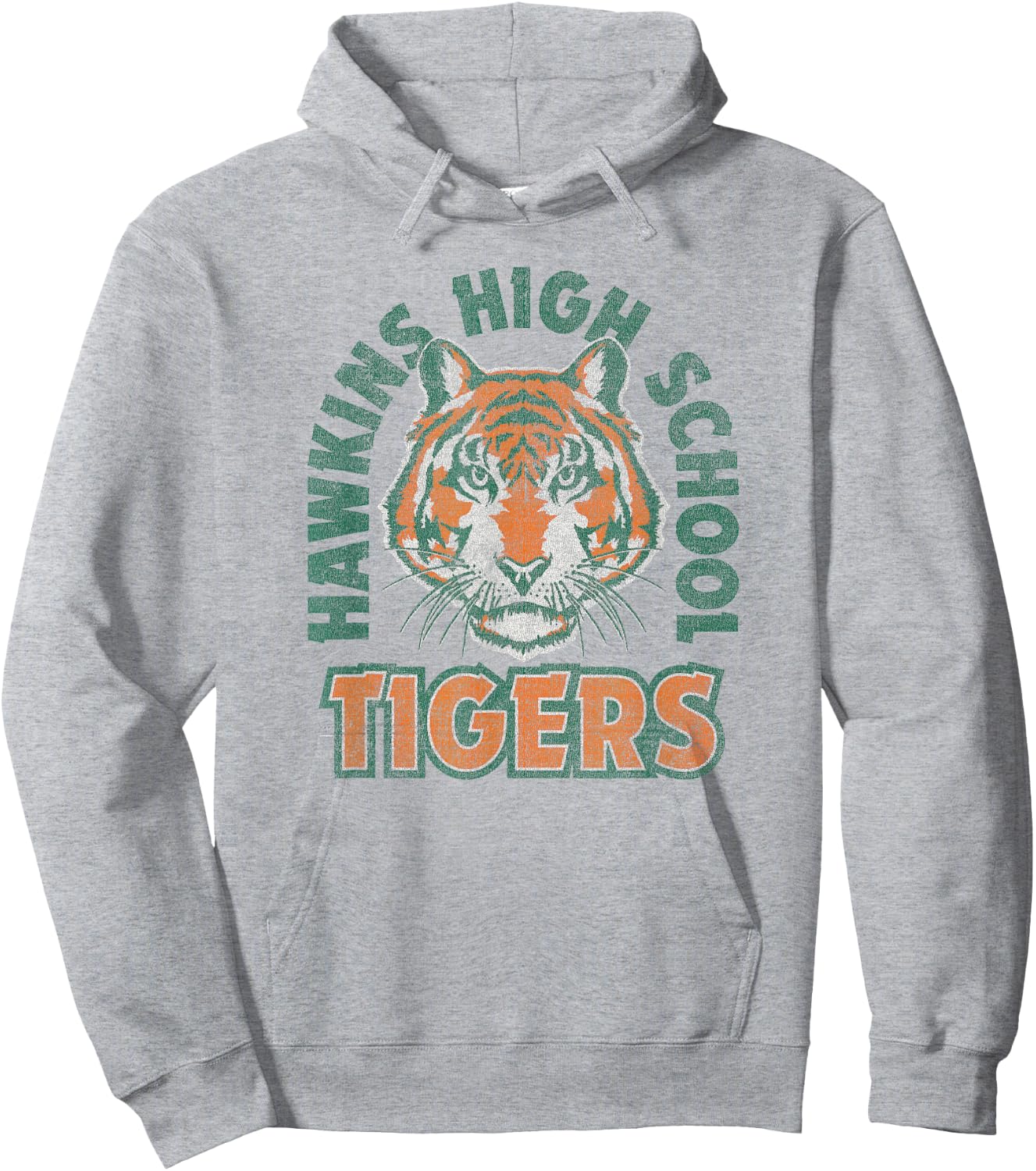 Stranger Things 4 Hawkins Tigers Faded Logo Hoodie - Hoodie | Ash