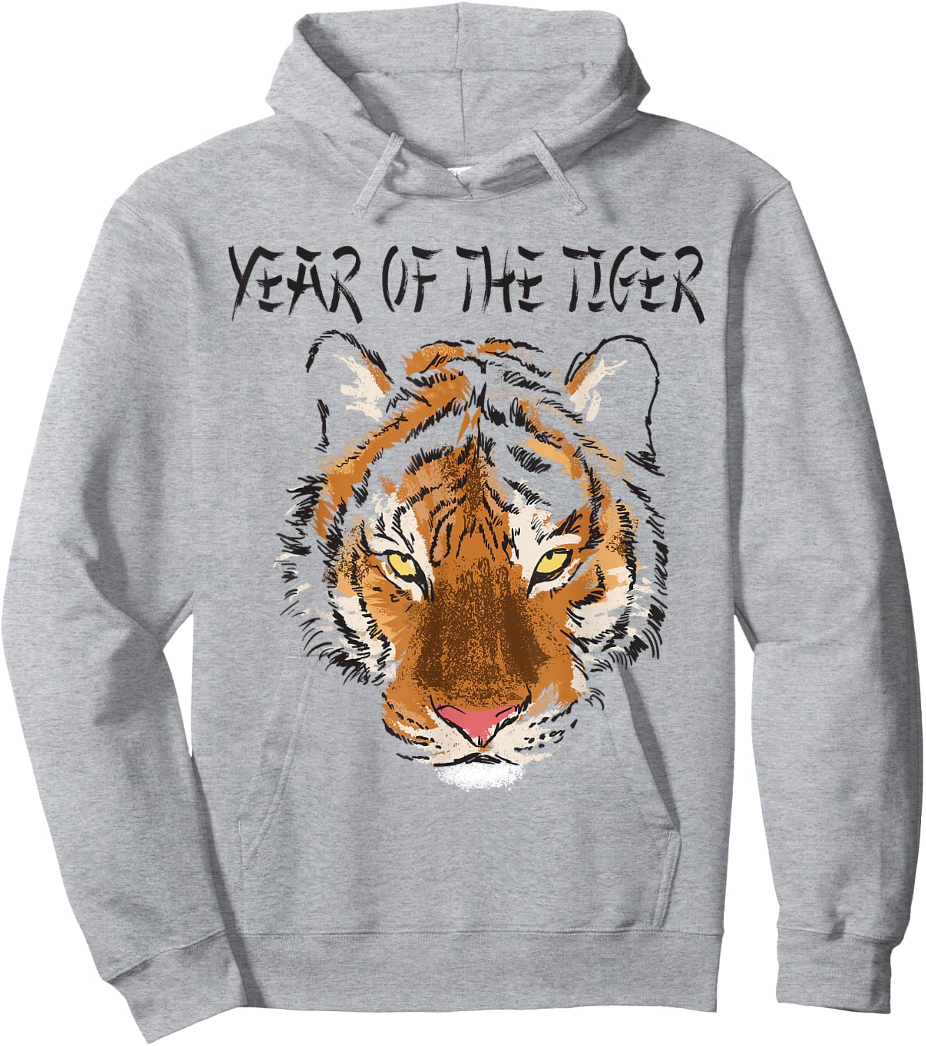 Chinese Zodiac Tiger the Year of the Tiger with Tiger Face Hoodie - Hoodie | Ash