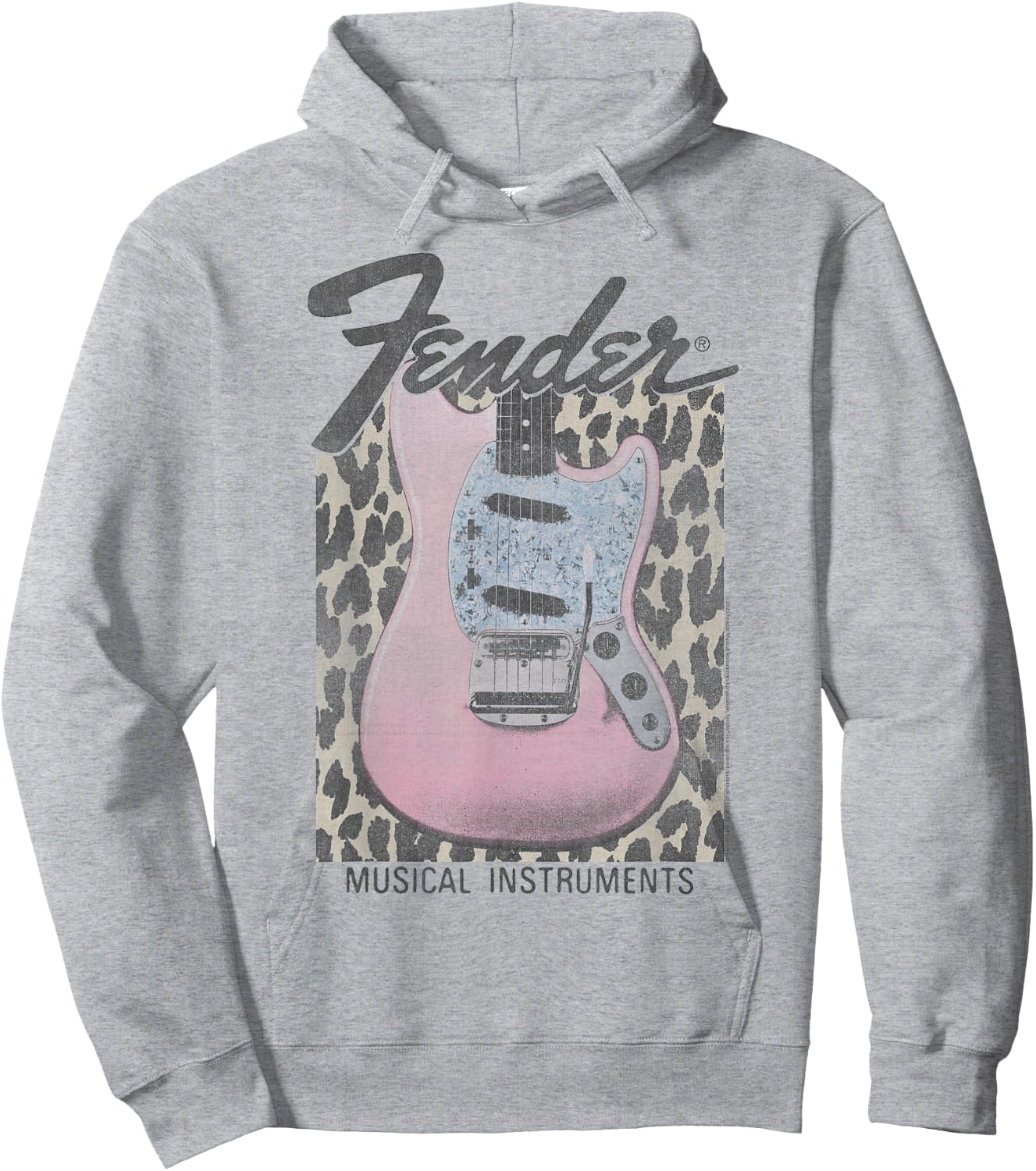 Fender Pink Grunge Leopard Guitar & Logo Hoodie - Hoodie | Ash