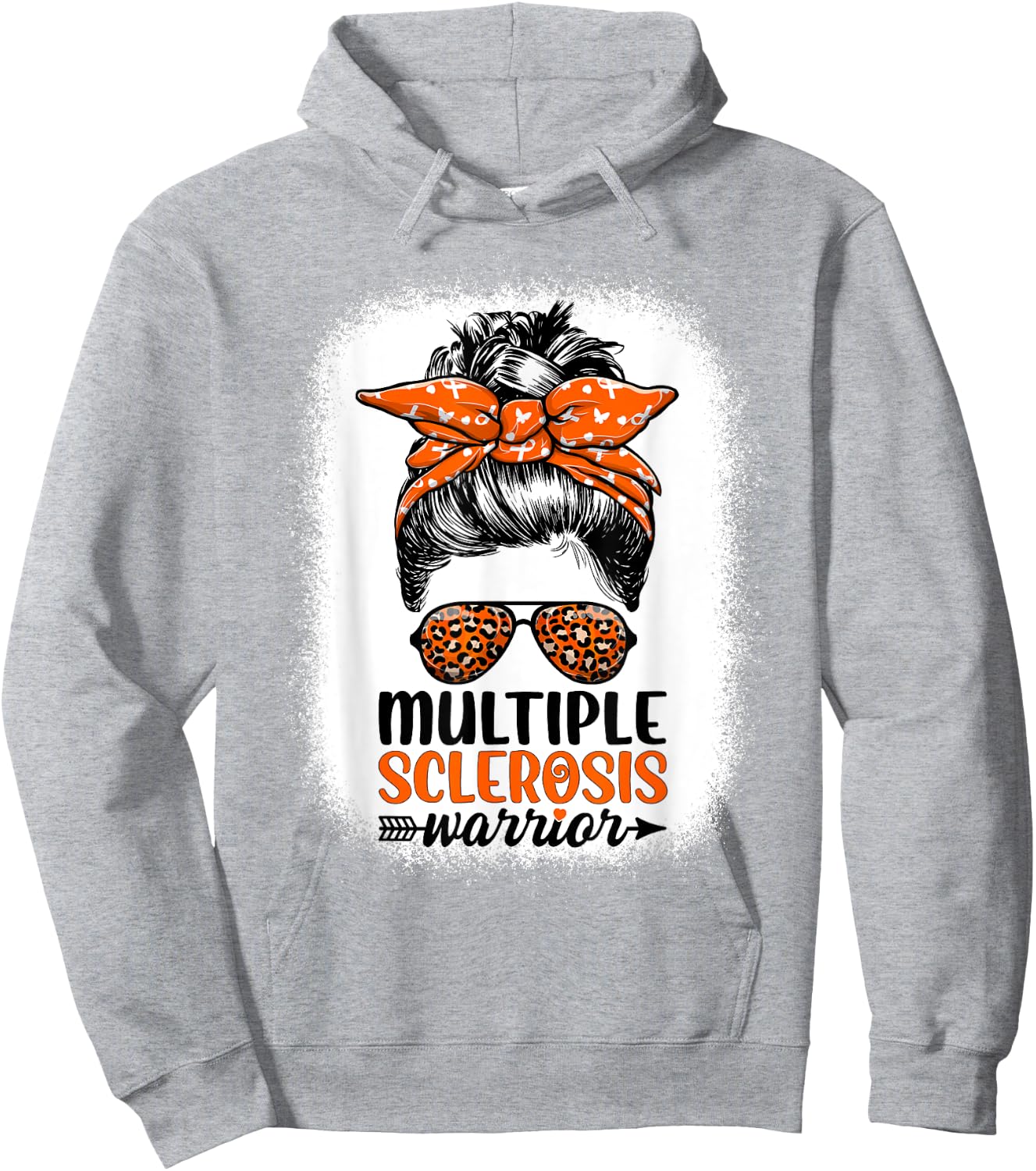 MS Warrior Messy Bun - Multiple Sclerosis Awareness Hoodie - Hoodie | Ash